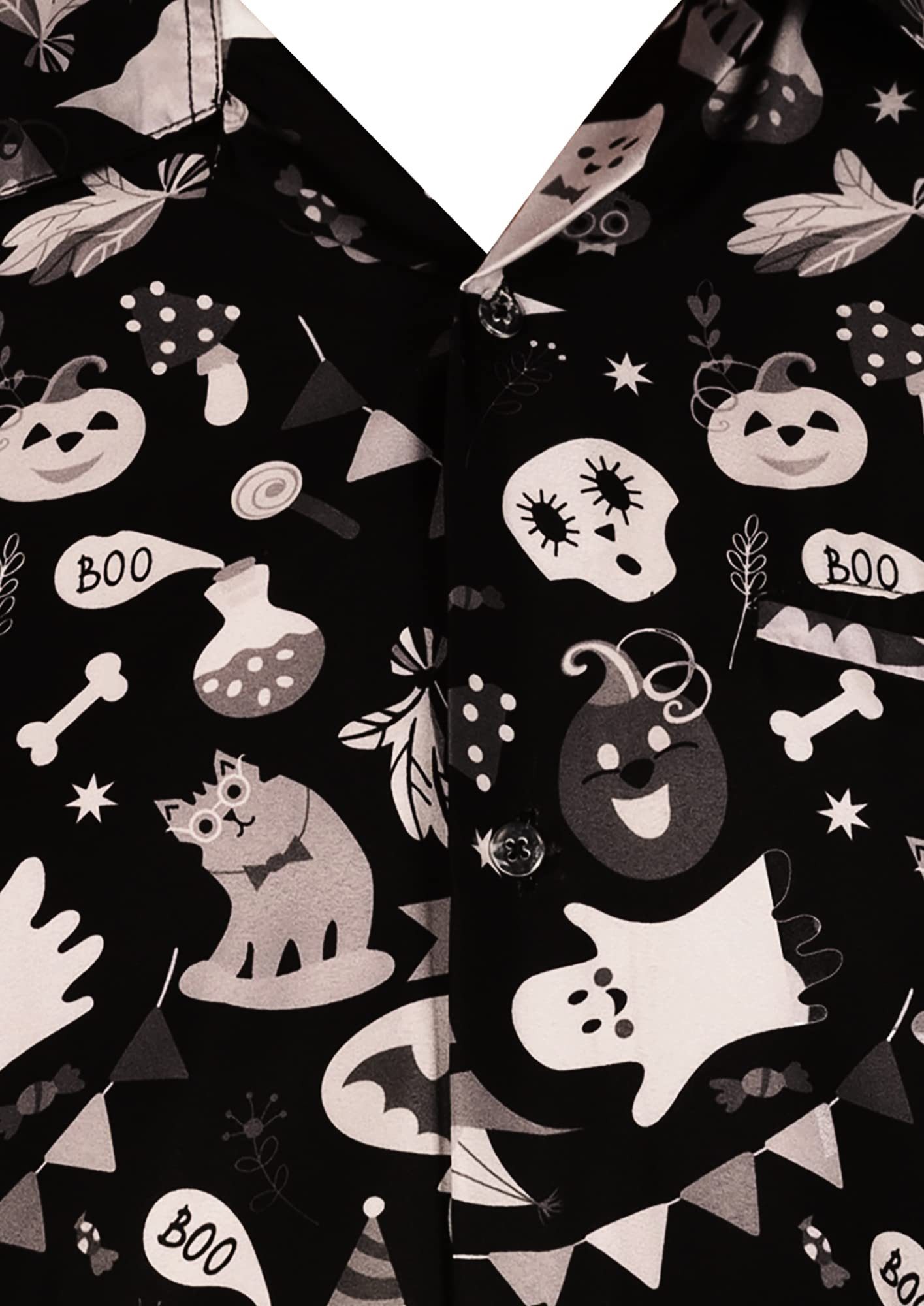 King Kameha Hawaiihemd Halloween Pumpkin Ghost Funky Hawaii-Hemd Kurzarm Front-Tasche Unisex