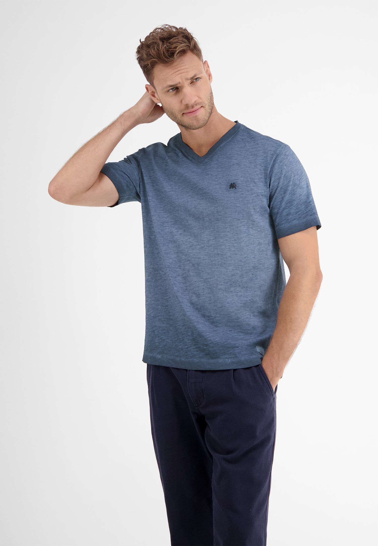 CLASSIC NAVY faded melange LERROS LERROS V-Shirt V-Neck-Shirt,