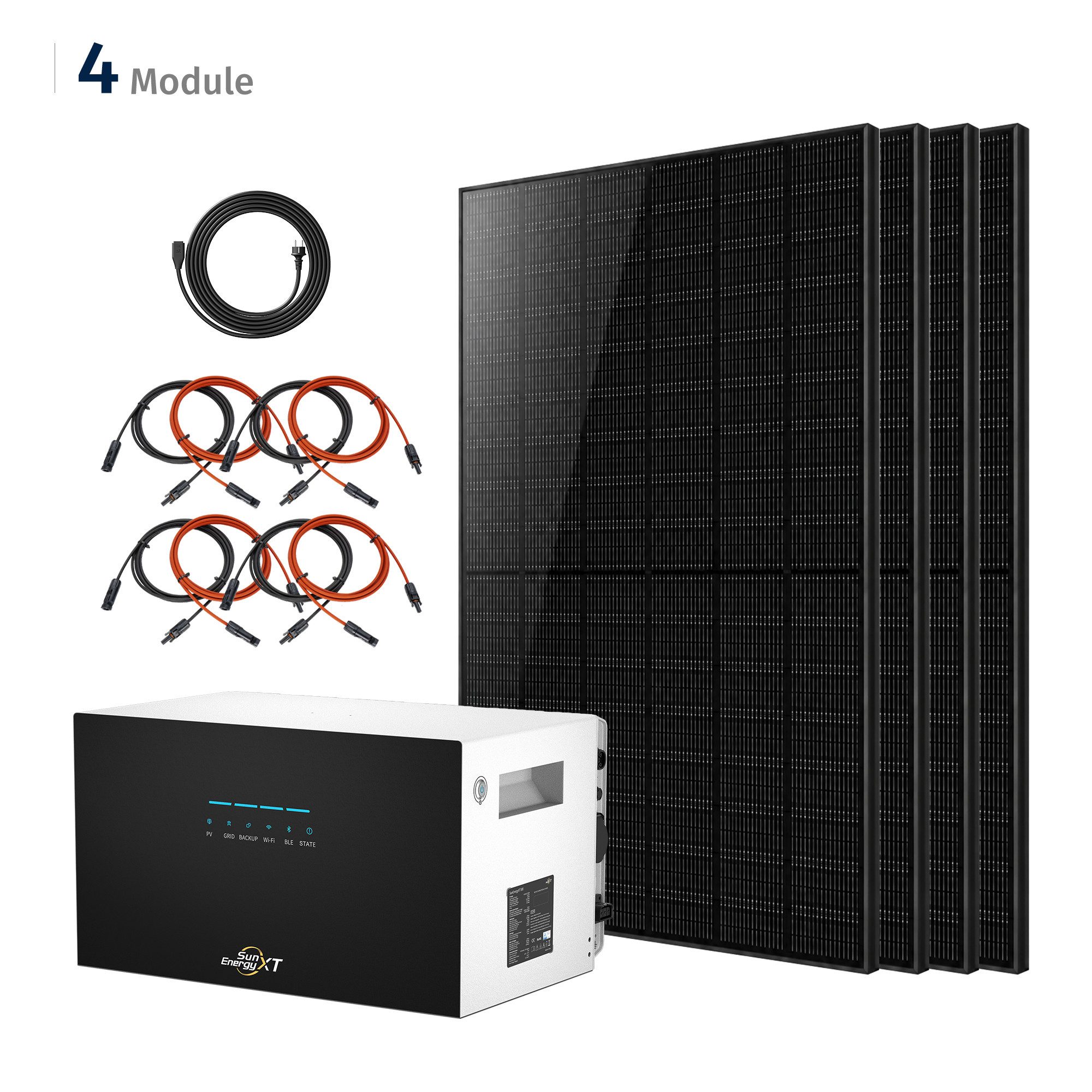 SolarMars Balkonkraftwerk 2000W Komplettset mit 5kWh Speicher, Anker SOLIX/ SunEnergyXT, 2000 W, Monokristallin, N-Typ, (SunEnergyXT 500 – 800W Netzausgang, 4×500Wp), Lokale Steuerung, offene API & Home Assistant