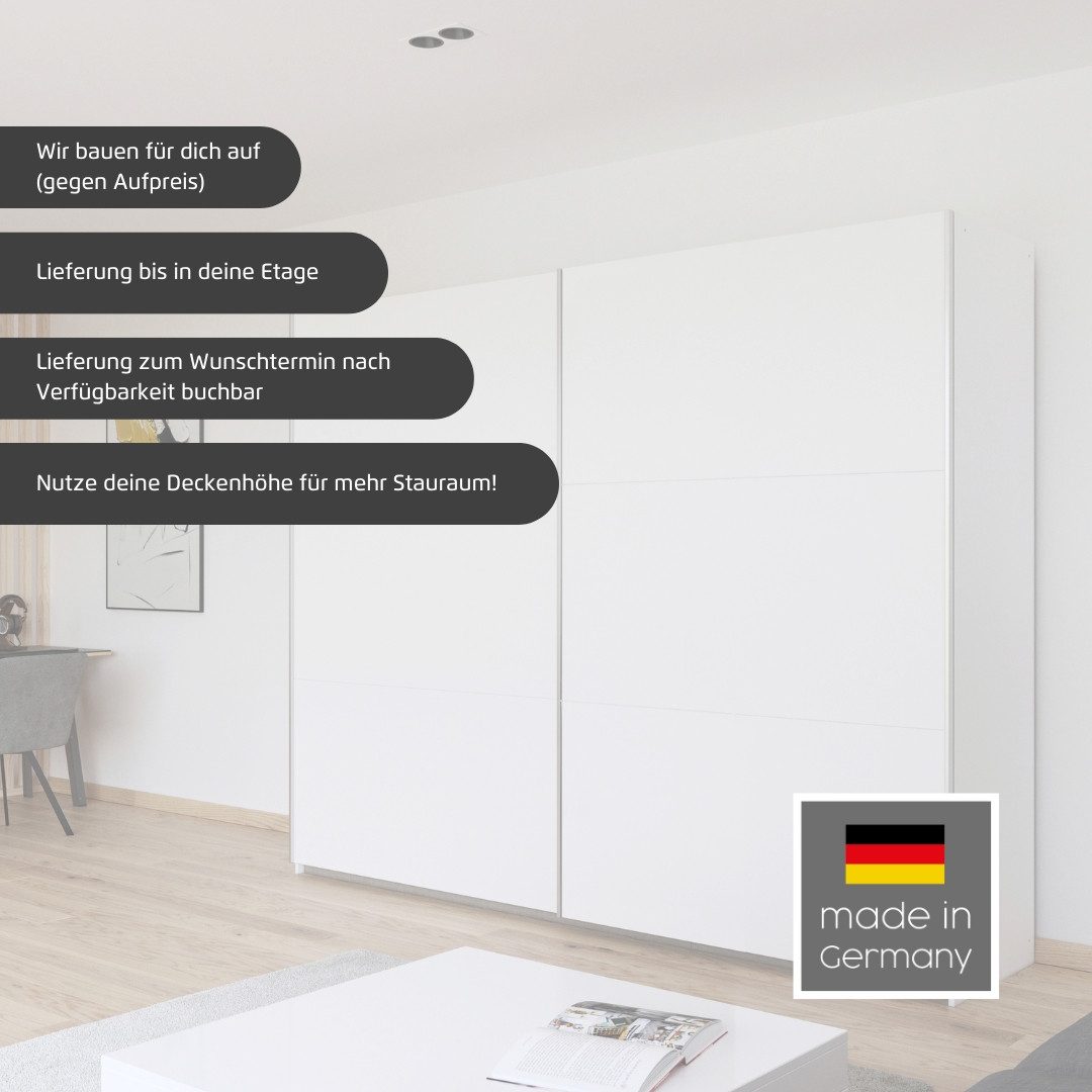 rauch Schwebetürenschrank Kleiderschrank Drehtürenschrank Schrank Garderobe KRONACH (in 3 Ausstattungen BASIC/CLASSIC/PREMIUM, Breiten 131/175/218/261 cm) optional ohne, mit 1 oder 2 Spiegel, viel Stauraum MADE IN GERMANY