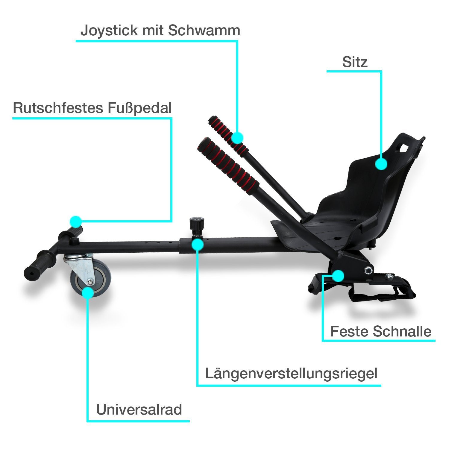 Clanmacy Balance Scooter Kart Hoverkart für Hoverboard Schwarz Sitzscooter Hoverseat