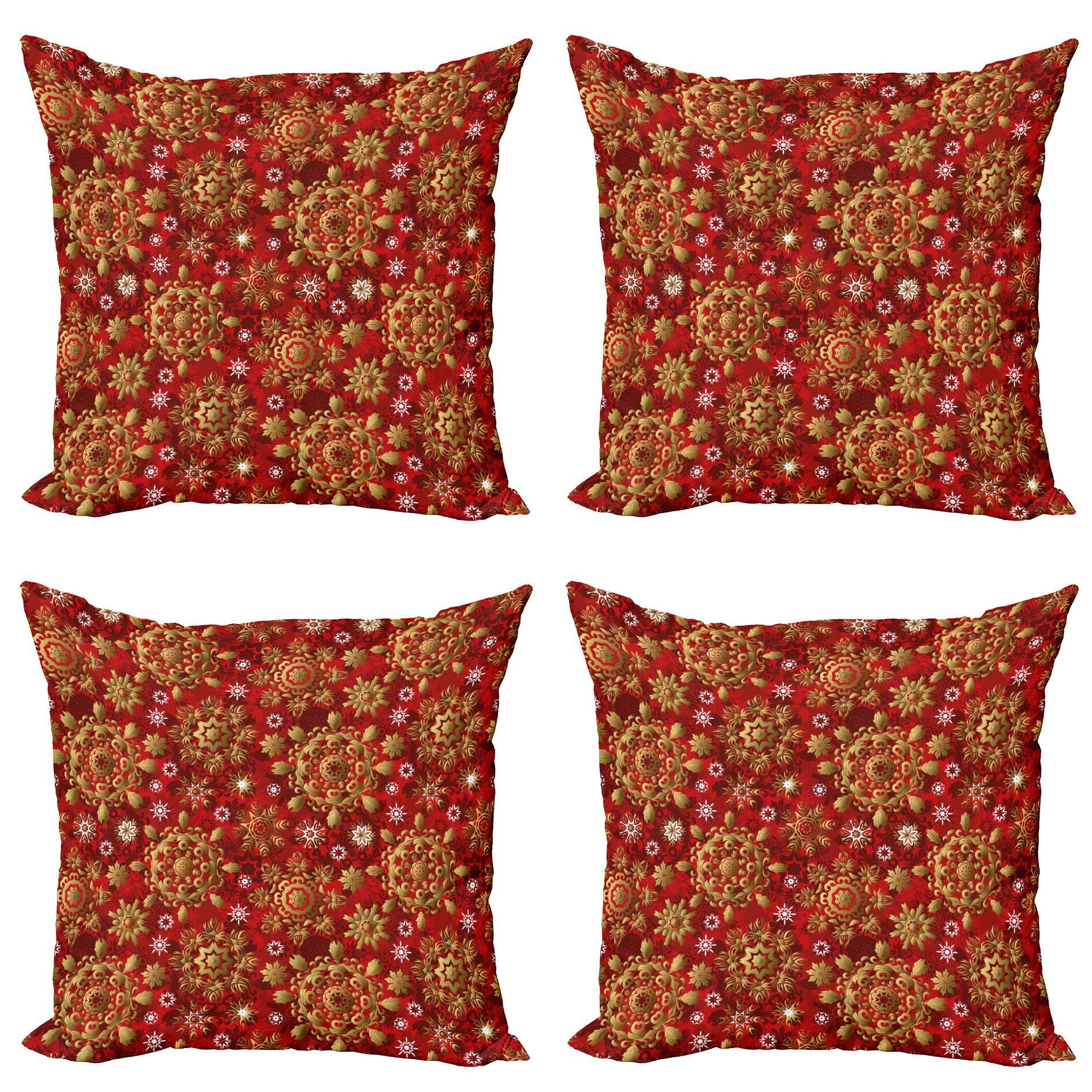 Kissenbezüge Modern Accent Doppelseitiger Digitaldruck, Abakuhaus (4 Stück), Red Mandala Weihnachten Flora Ornament