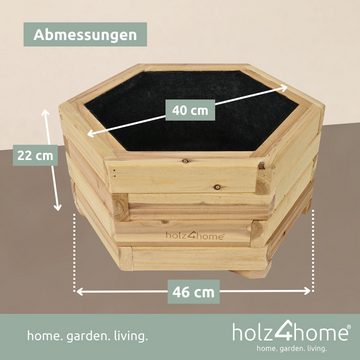 holz4home Pflanzkübel Outdoor S I 6-Eckig aus Tannenholz I Blumentopf Terrasse aus Holz