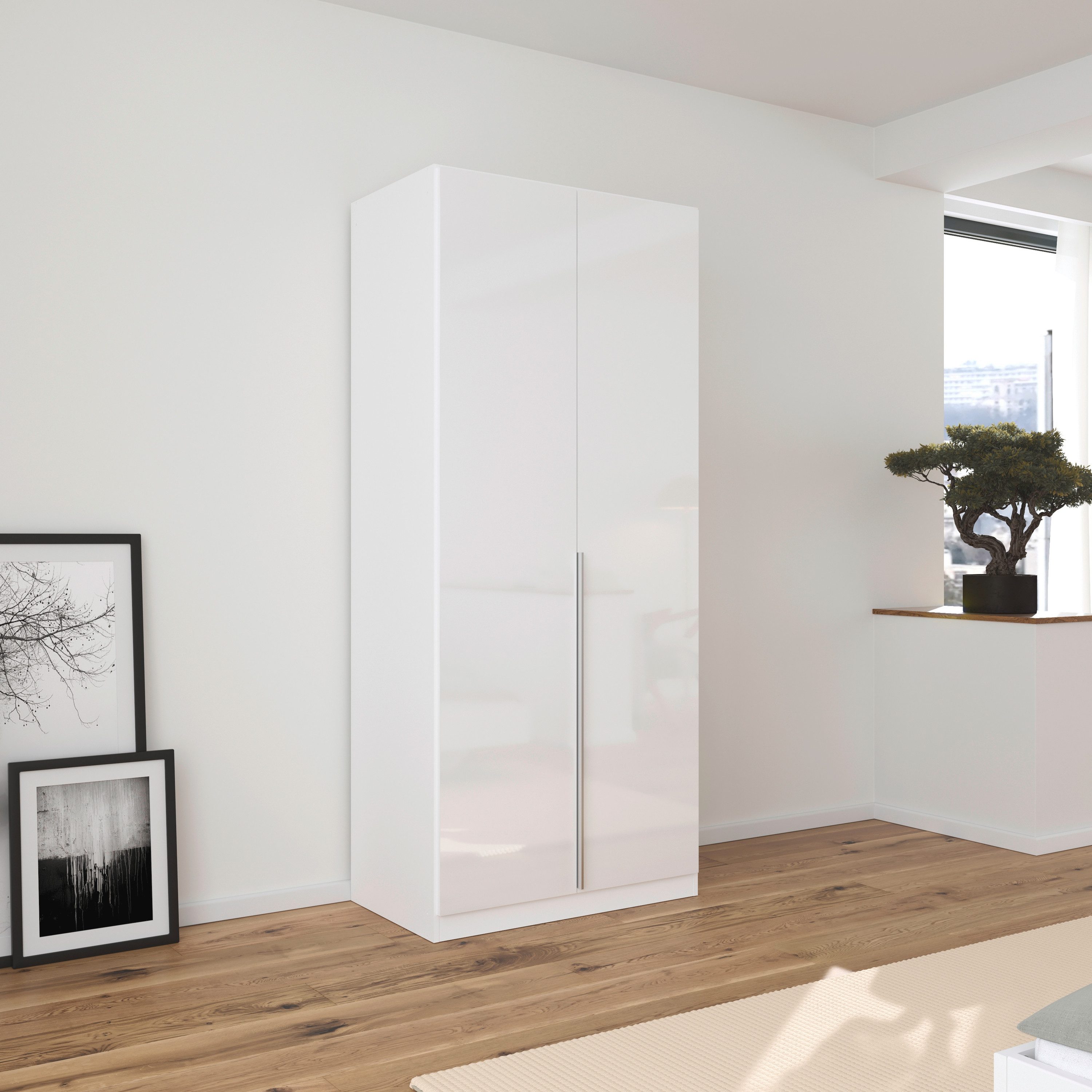 OTTO home Drehtürenschrank Kleiderschrank Schrank Garderobe AGORDO Schlafzimmer (in zwei Griff-Farben, Breiten 91-405 cm, Dekor- oder Hochglanzfront) durchdachte Innenausstattung, in 8 Breiten und 2 Höhen MADE IN GERMANY