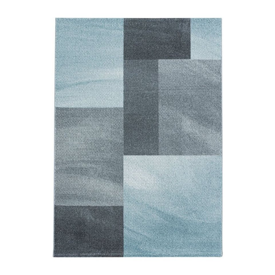 Teppich Kurzflor Teppich Elisa Blau, Teppich Boss, rechteckig, Höhe: 1 mm,  Abstrakt Kariert Design