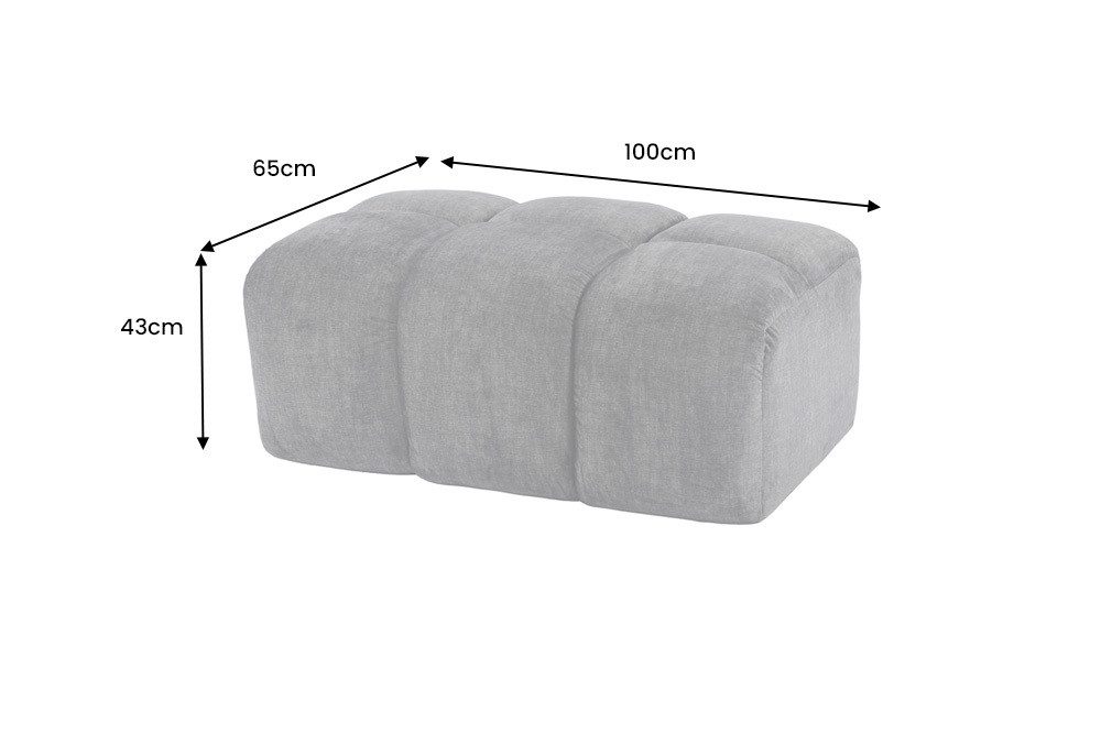 riess-ambiente Fußhocker CLOUD 100cm grau - Vogue Samt, Federkern, Ziersteppung, Polster, weich (Einzelartikel, 1 St), Fußhocker passend zu Sofa - ideal für moderne Wohn- und Esszimmer