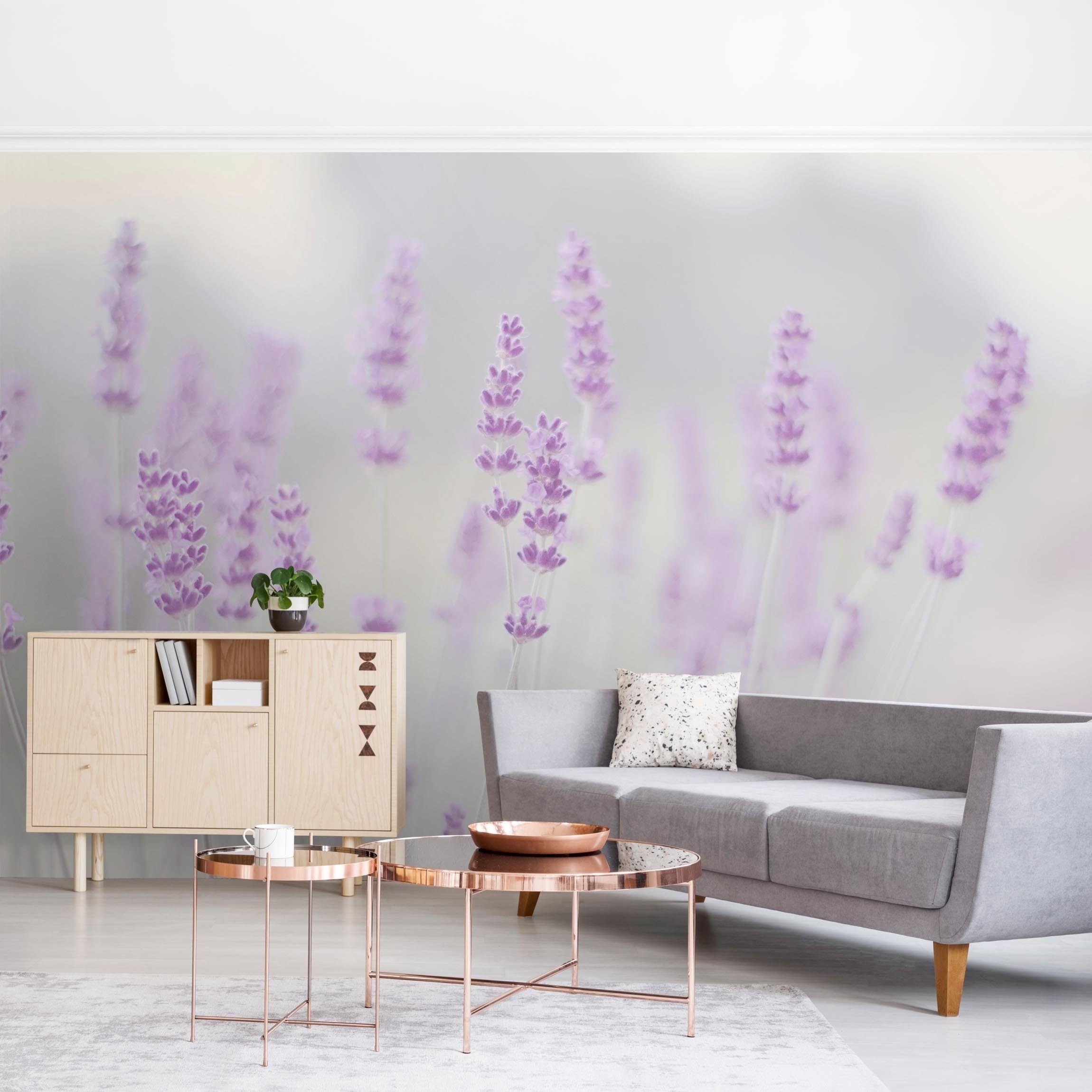 Bilderdepot24 Fototapete Blumen Sommer Lavendelfeld Blumentapete Floral Natur Modern Kunst, Glatt, Matt, (Vliestapete inkl. Kleister oder selbstklebend), Wohnzimmer Schlafzimmer Küche Flur Motivtapete Vliestapete Wandtapete