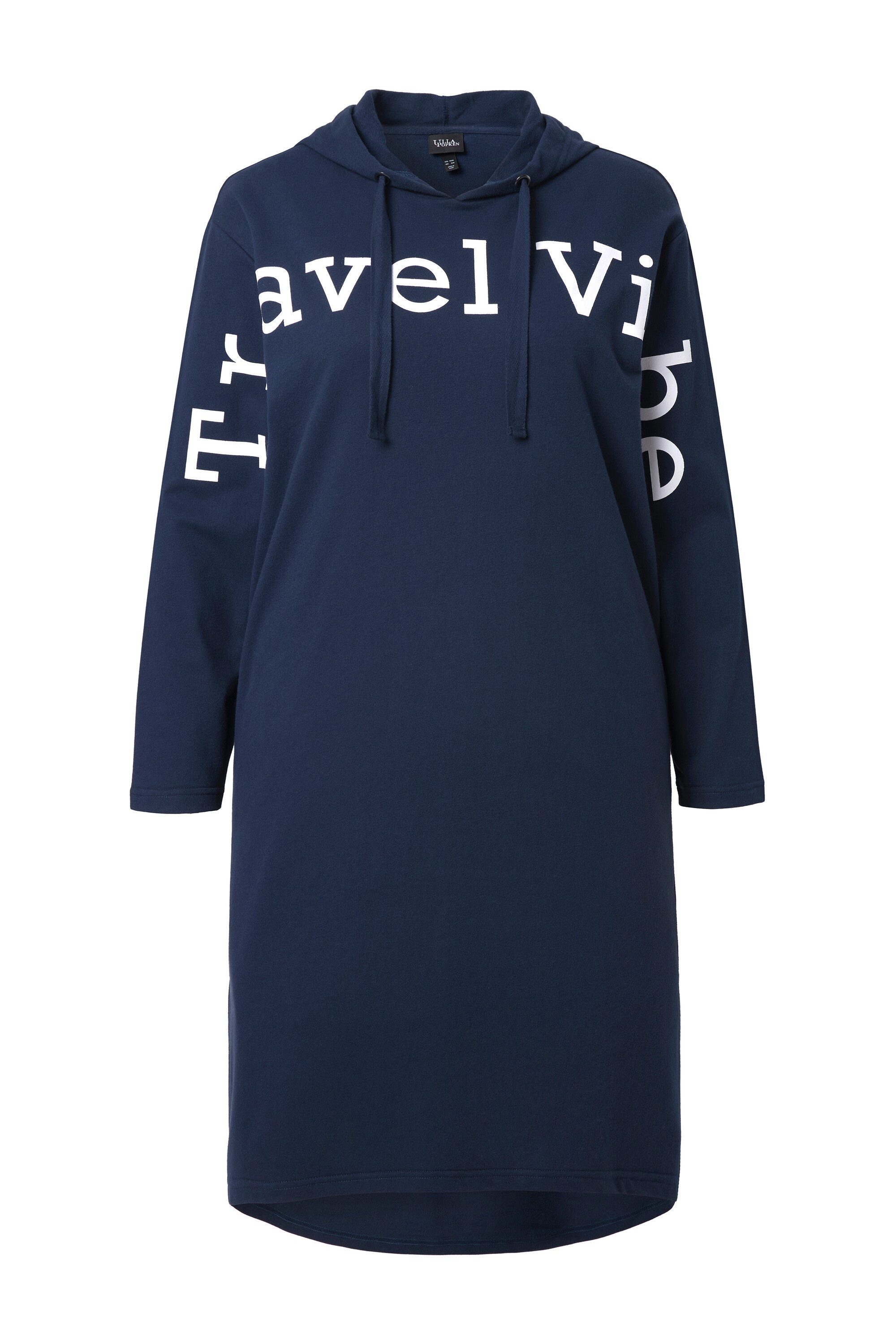 Ulla Popken Midikleid Sweat-Midikleid Schriftzug Kapuze Langarm günstig online kaufen