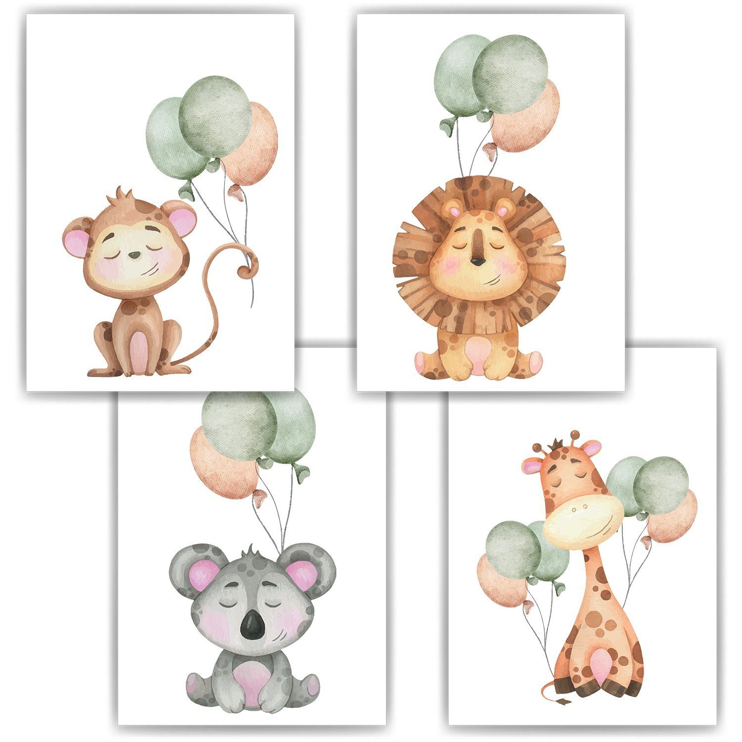 Tigerlino Poster Tiere Luftballon Bilder 4er günstig online kaufen