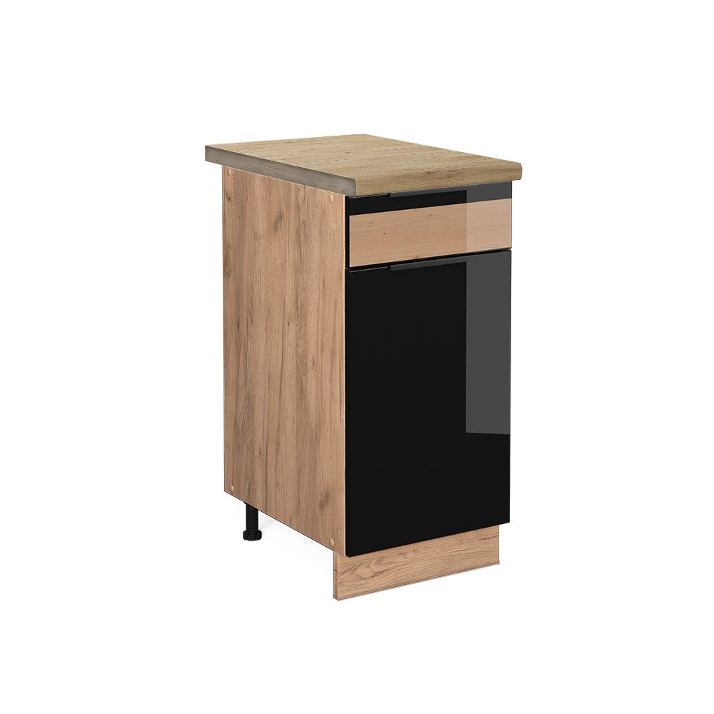 Vicco Unterschrank Fame-Line, Schwarz Eiche hochglanz/Goldkraft günstig online kaufen