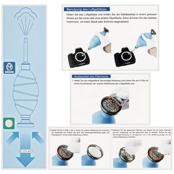 Minadax Kamerazubehör-Set Kamera Sensor Reinigung f. APS-C/DX 10x 16mm Swab -Blasebalg m. Filter