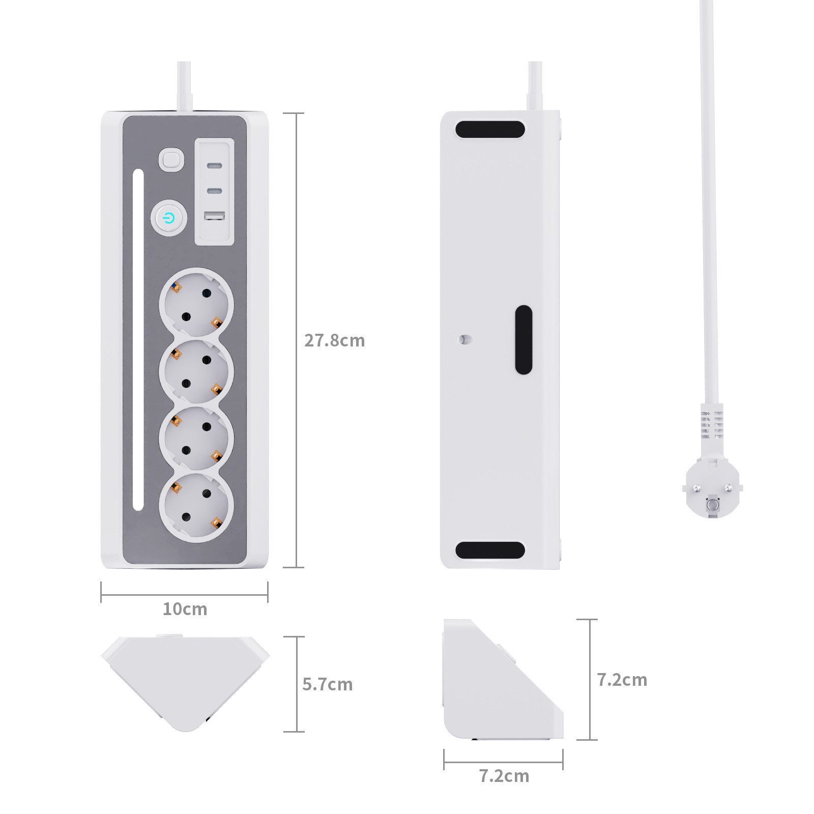 Fyrove Mehrfachsteckdose Würfel mit Magnetpad PD20W 6in1 Mehrfachsteckdose Steckdosenleiste (Schalterbeleuchtung, USB-Anschlüsse, Ein- / Ausschalter, 3680W 16A,USB PD 30W, Überspannungsschutz, Kurzschluss, Überladungs, Überspannungs), mit USB, Type-C und LED Licht, für Küche Büro Schlafzimmer Wohnzimmer