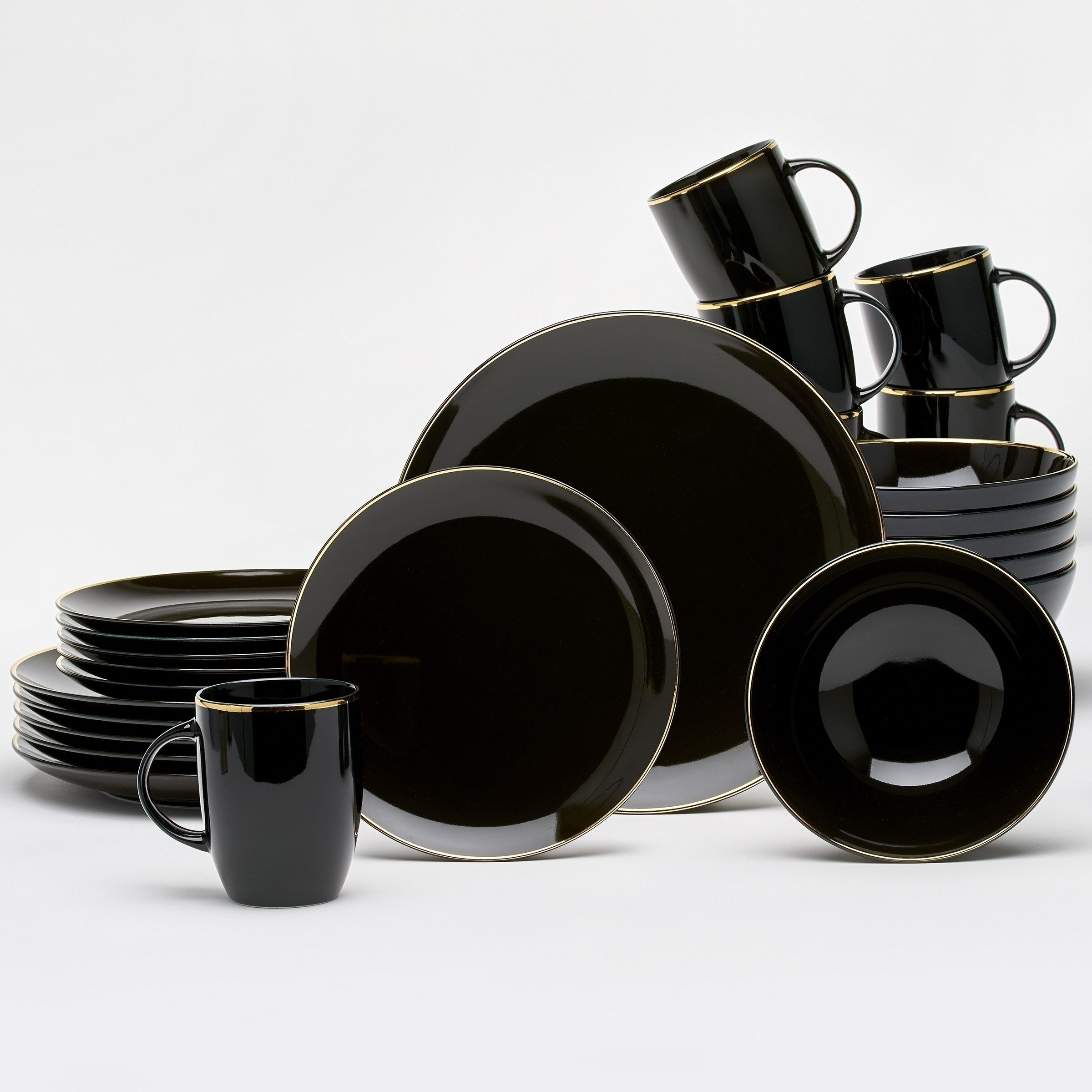 van Well Kombiservice Glamour Black, 6 Personen, Porzellan, cm