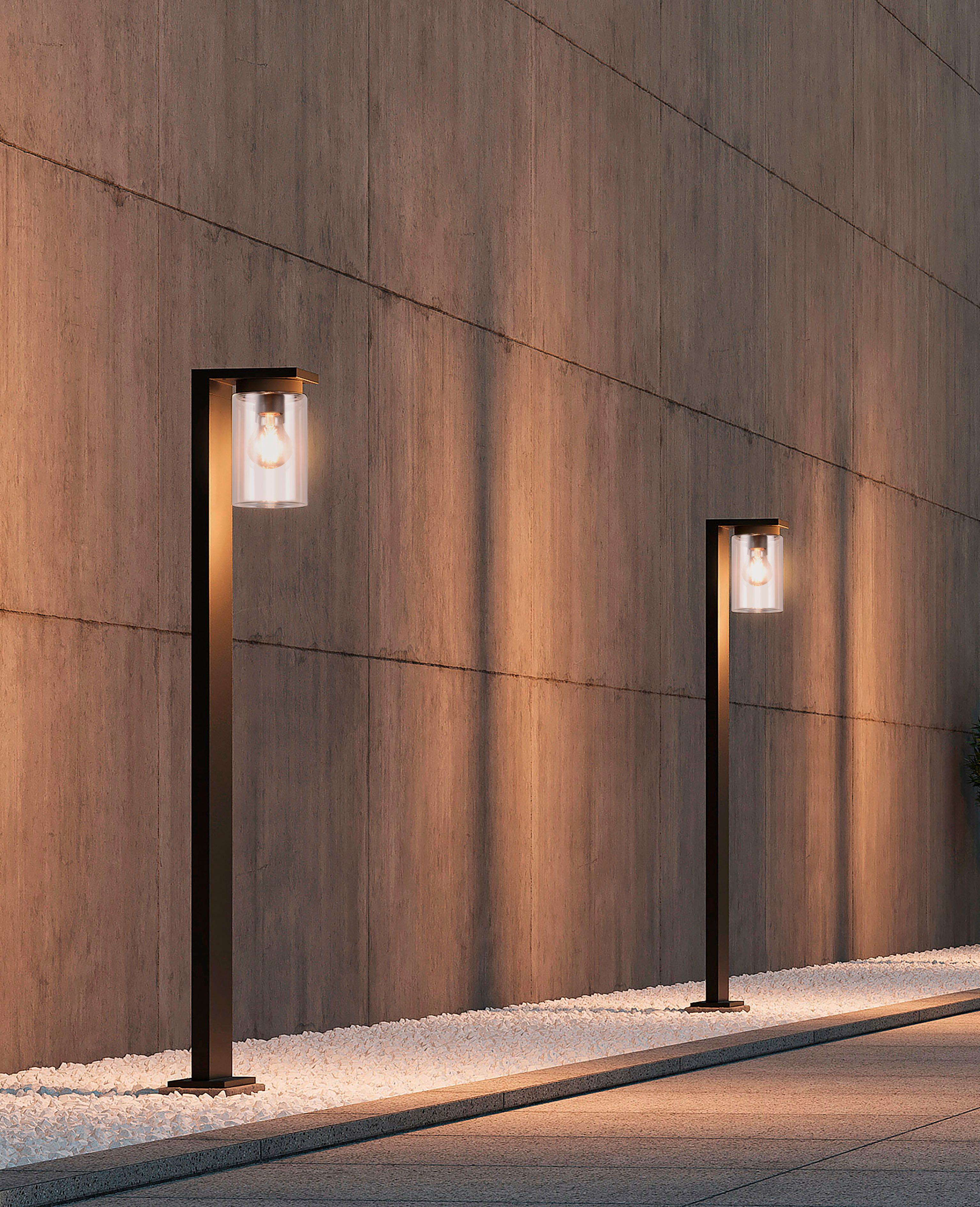 TRIO Leuchten Außen-Stehlampe ARDILA, Stehleuchte Outdoor Garten Terrasse Höhe 1m, exkl 1xE27 max40W, Tageslichtsensor, Leuchtmittel wechselbar, warmweiß - kaltweiß, Garten Stehlampe IP44 mit Dämmerungssensor, Leuchtmittel wechselbar