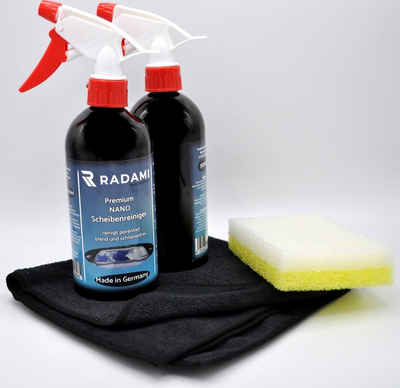 Radami Gaskocher Premium Nano Scheibenreiniger Glasreiniger 2x 500ml, Mikrofasertuch