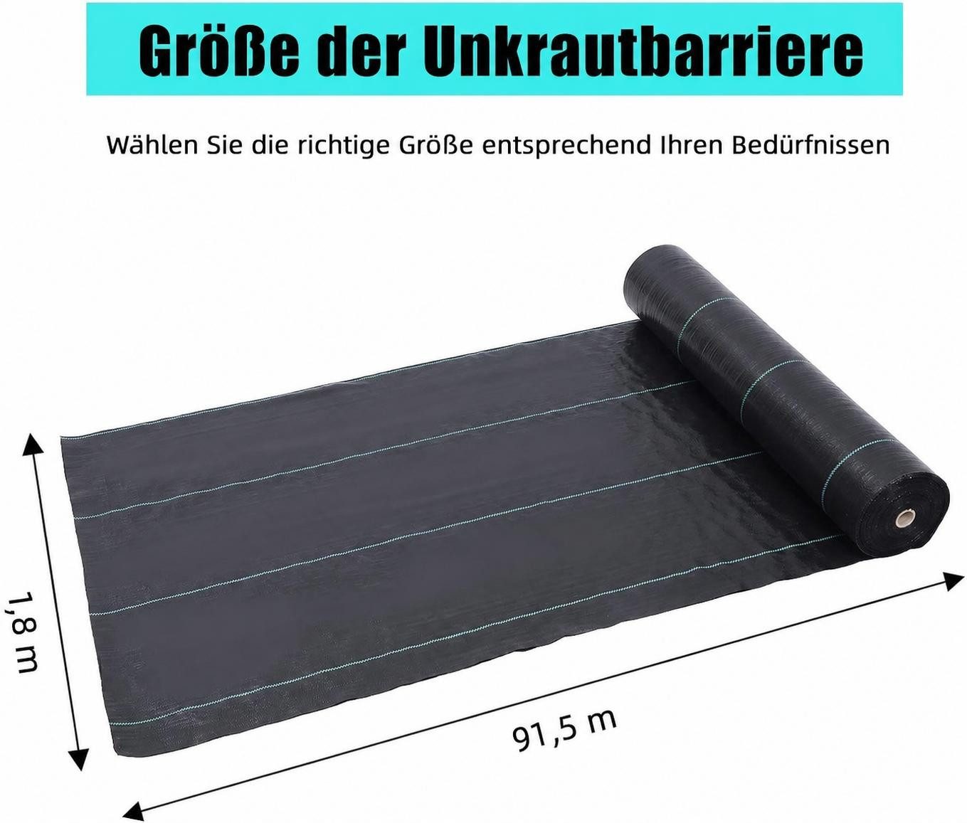 GarveeMore Mulchplatte Starkes Unkrautvlies für Garten & Landschaftsbau – 1.8x91m, 68g/m²