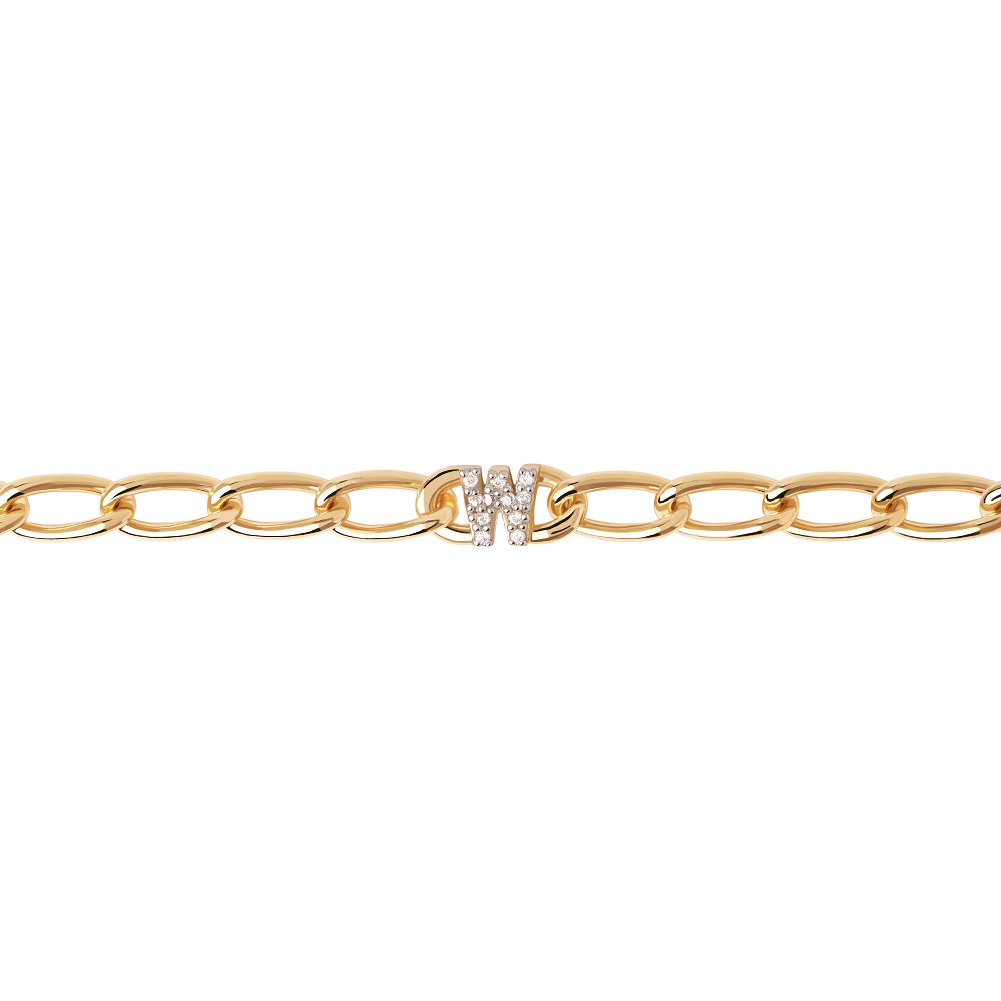 paola MINI gold Silber Silberarmband Zirkonia Armband mit pd 925er LETTER PDPAOLA Buchstabe, W