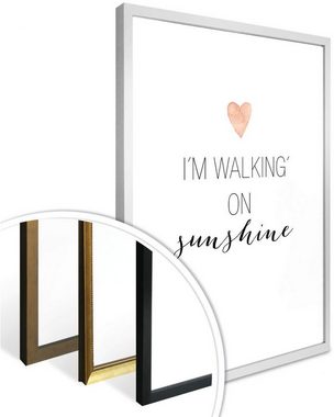 Wall-Art Poster walking on sunshine, Schriftzug (1 St), Poster ohne Bilderrahmen