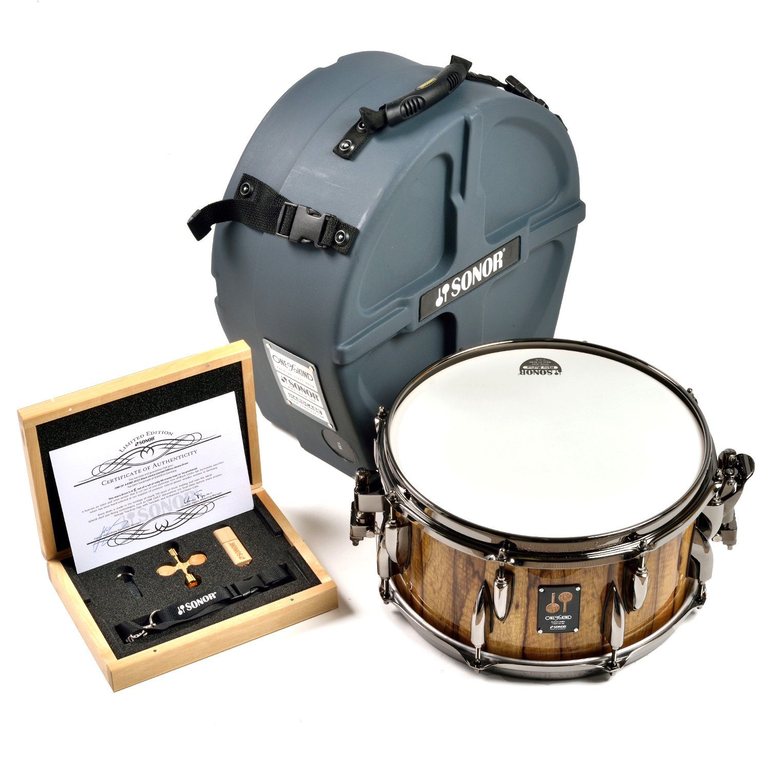 SONOR Schlagzeug Sonor Snare-Drum One of a Kind Black Limba Ltd Edition,Black Limba, Inkl Hardcase-Koffer, Limited Edition