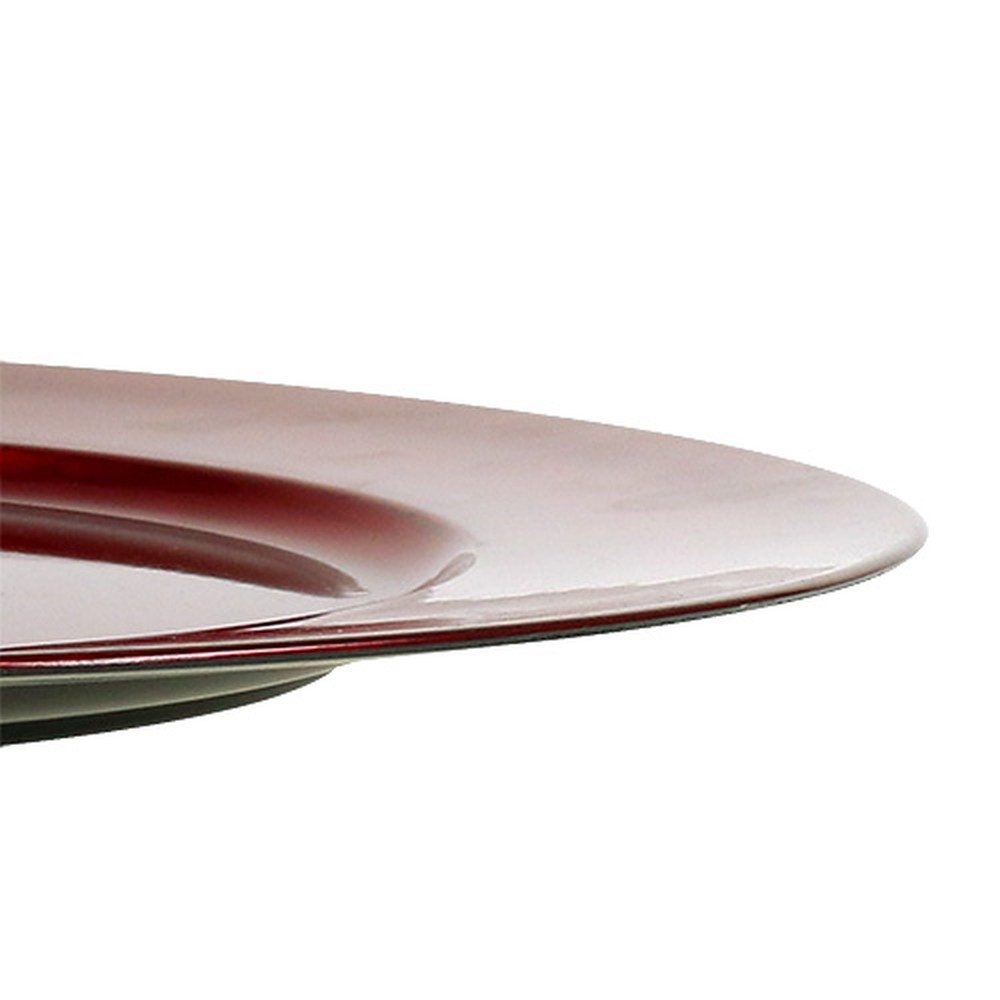 Florists Products Kunststoffteller Dekoteller Rot Ø33cm Glasureffekt 6er Set Weihnachten, 6 Stück