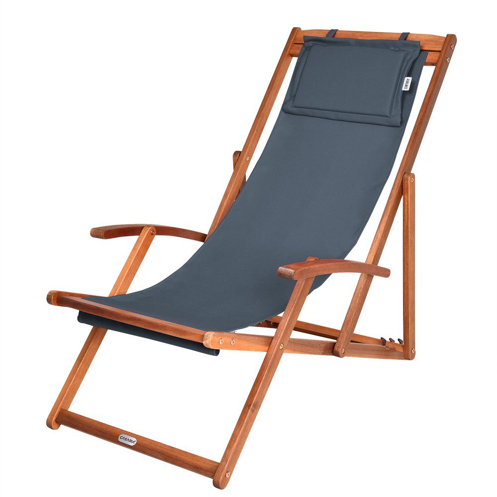 Casaria Gartenliege Grau, 160kg Belastbarkeit, Armlehnen, günstig online kaufen