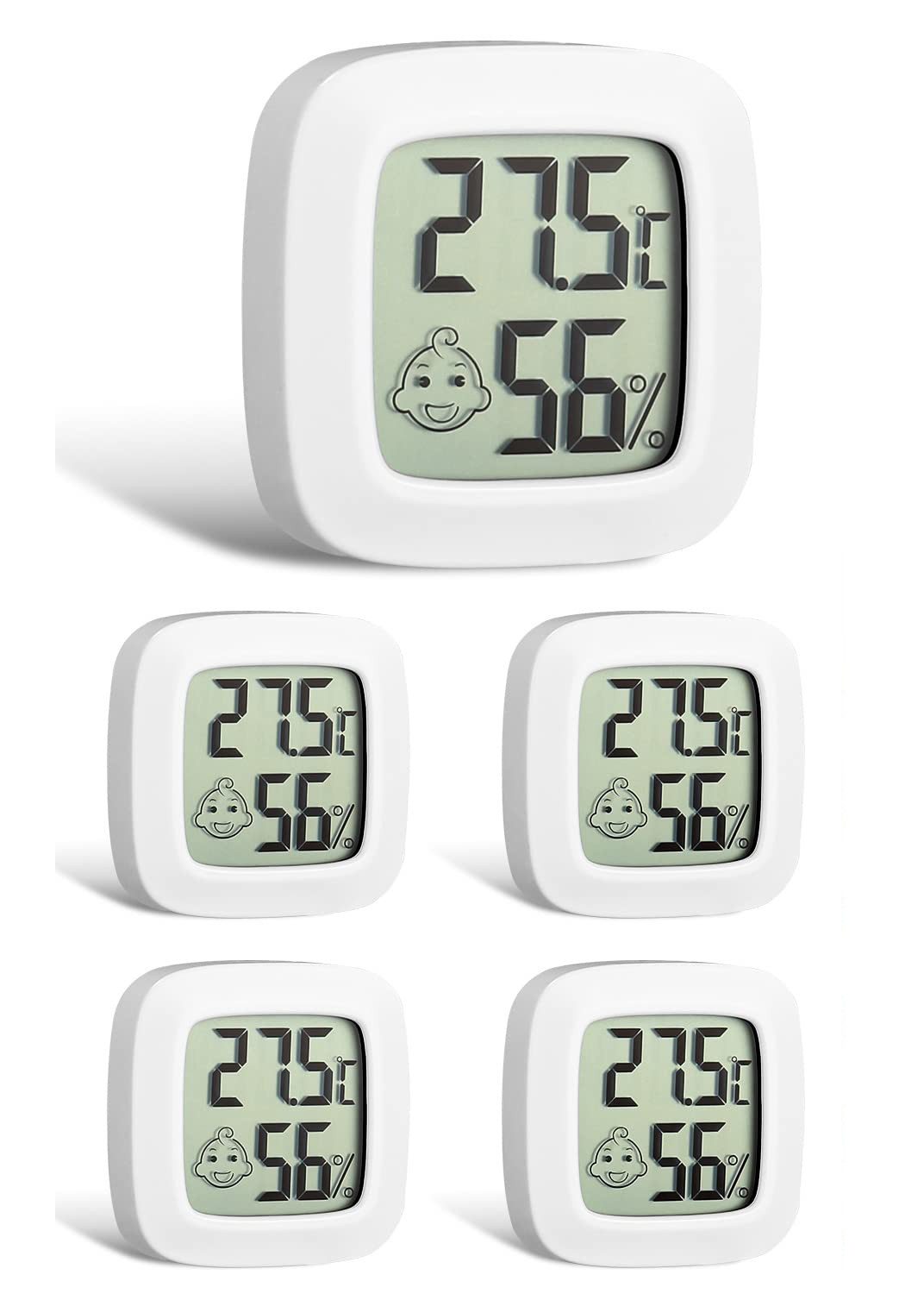 Hygrometer 5er Raumthermometer, Luftfeuchtigkeitssensor Mini-Digital-Thermometer