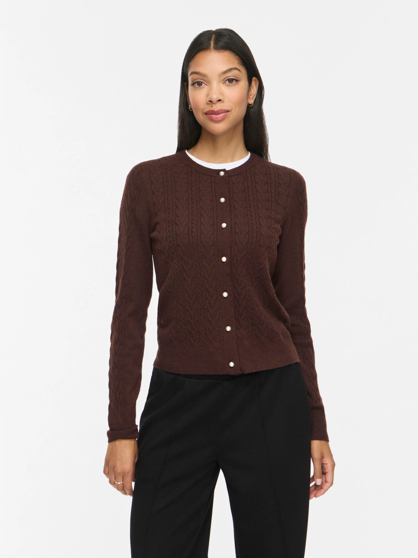 Vila Strickjacke VIKERRY CABLE L/S KNIT CARDIGAN-NOOS Materialmix, normal geschnitten
