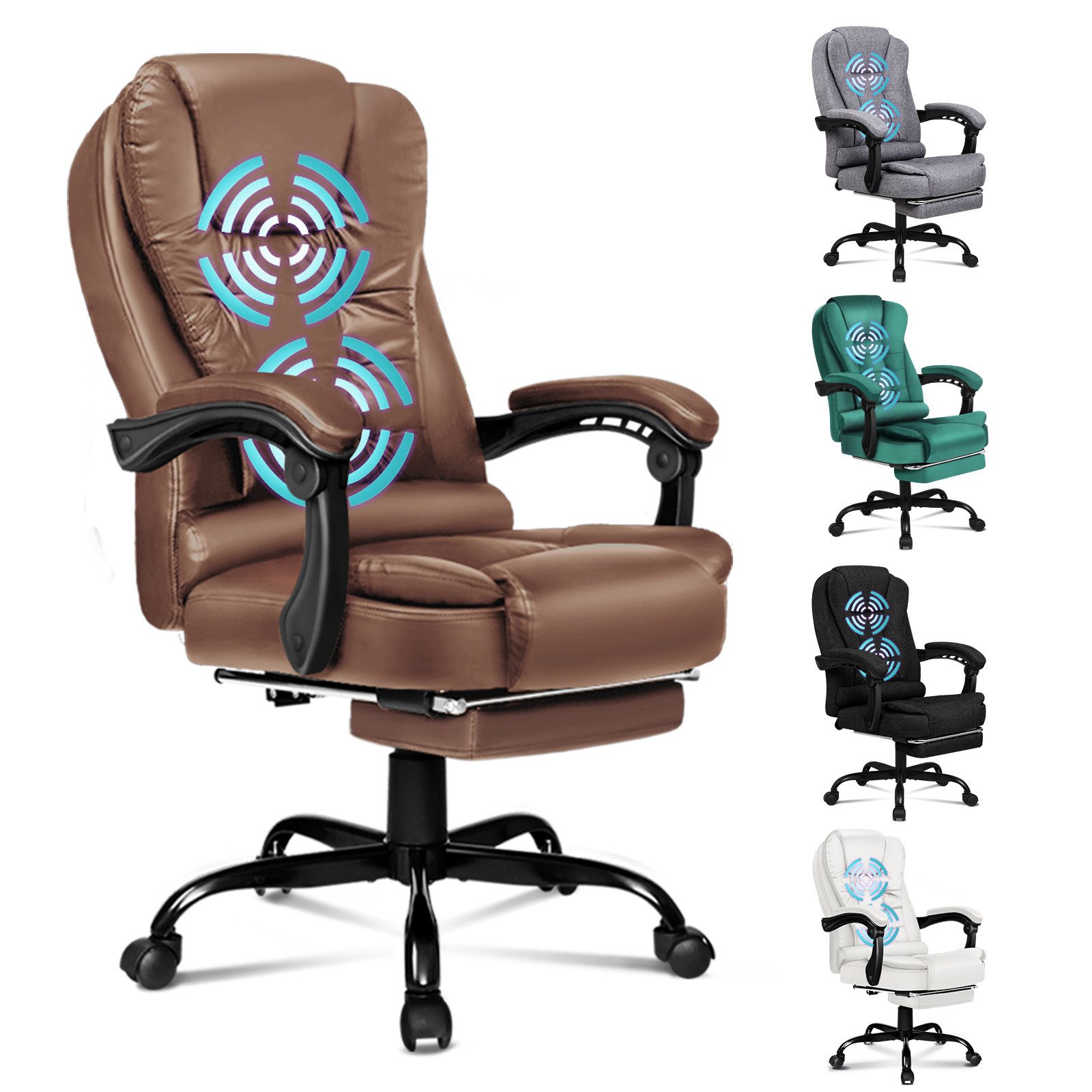 ALFORDSON Bürostuhl mit Massagefunktion, Fußstütze und 150°-Neigung mit SGS günstig online kaufen