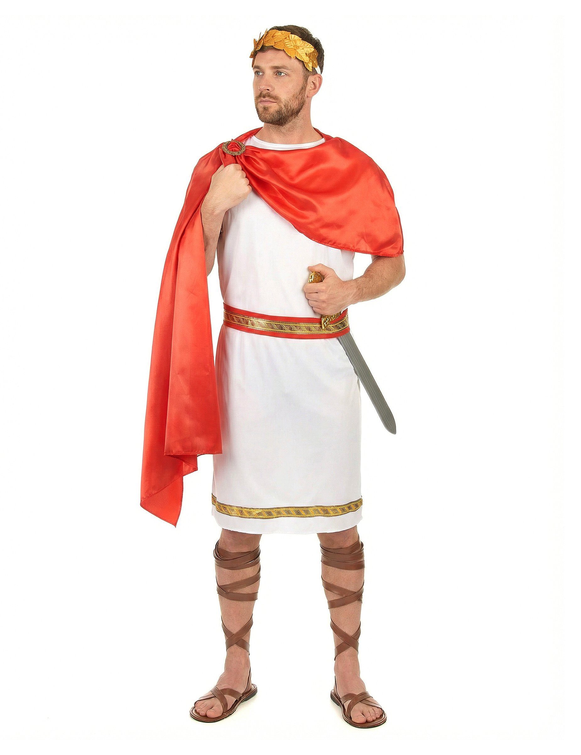 JADEO Kostüm Römischer Kaiser Kostüm Caesar weiss-rot-gold
