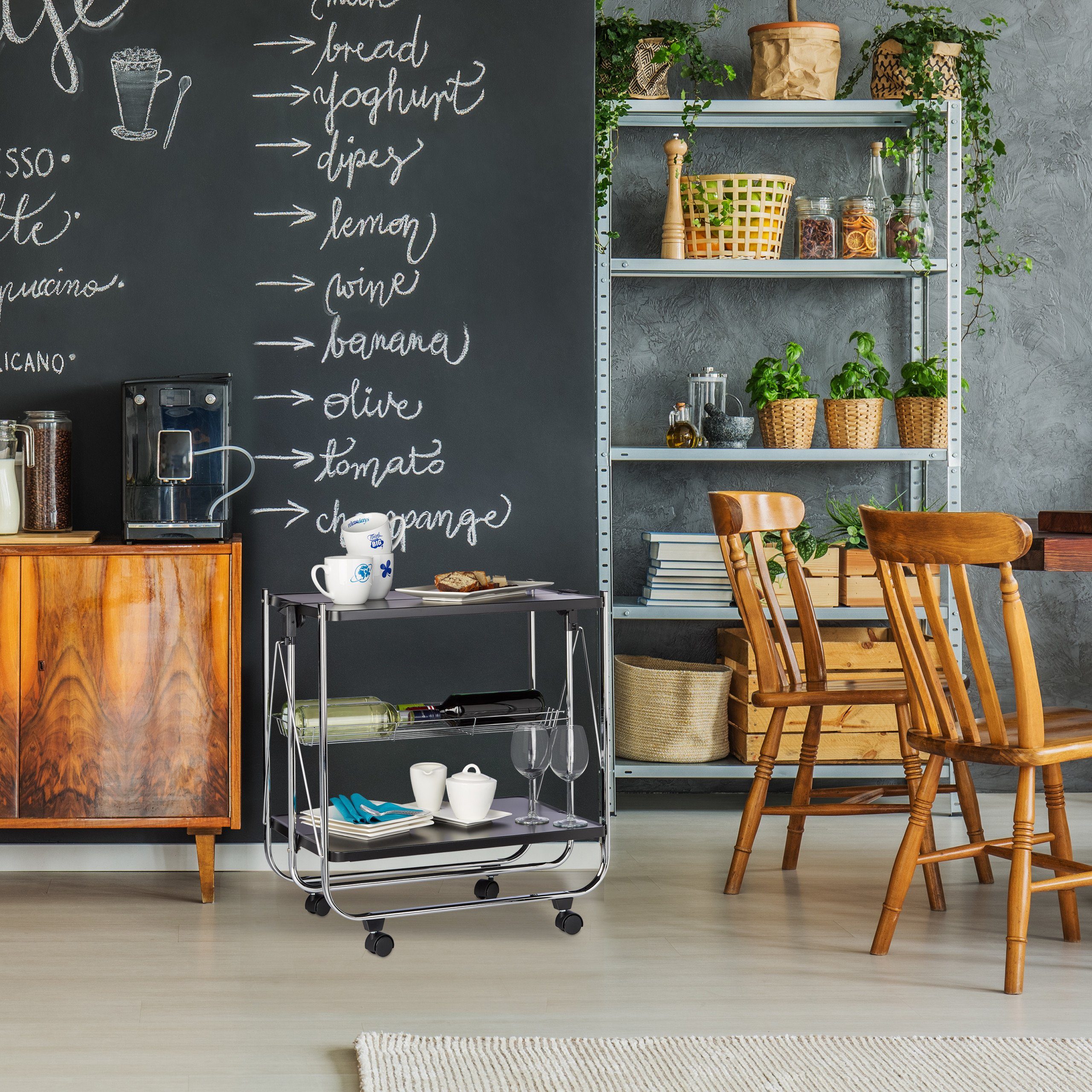 relaxdays Tablett Serviertablett klappbar, Stahl, weiß