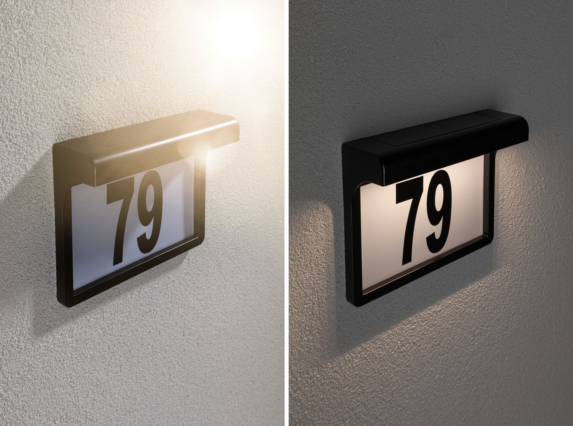Paulmann LED Außen-Wandleuchte Hausnummer, LED fest integriert, Warmweiß, LED-Modul, IP44, 3000K, Schwarz