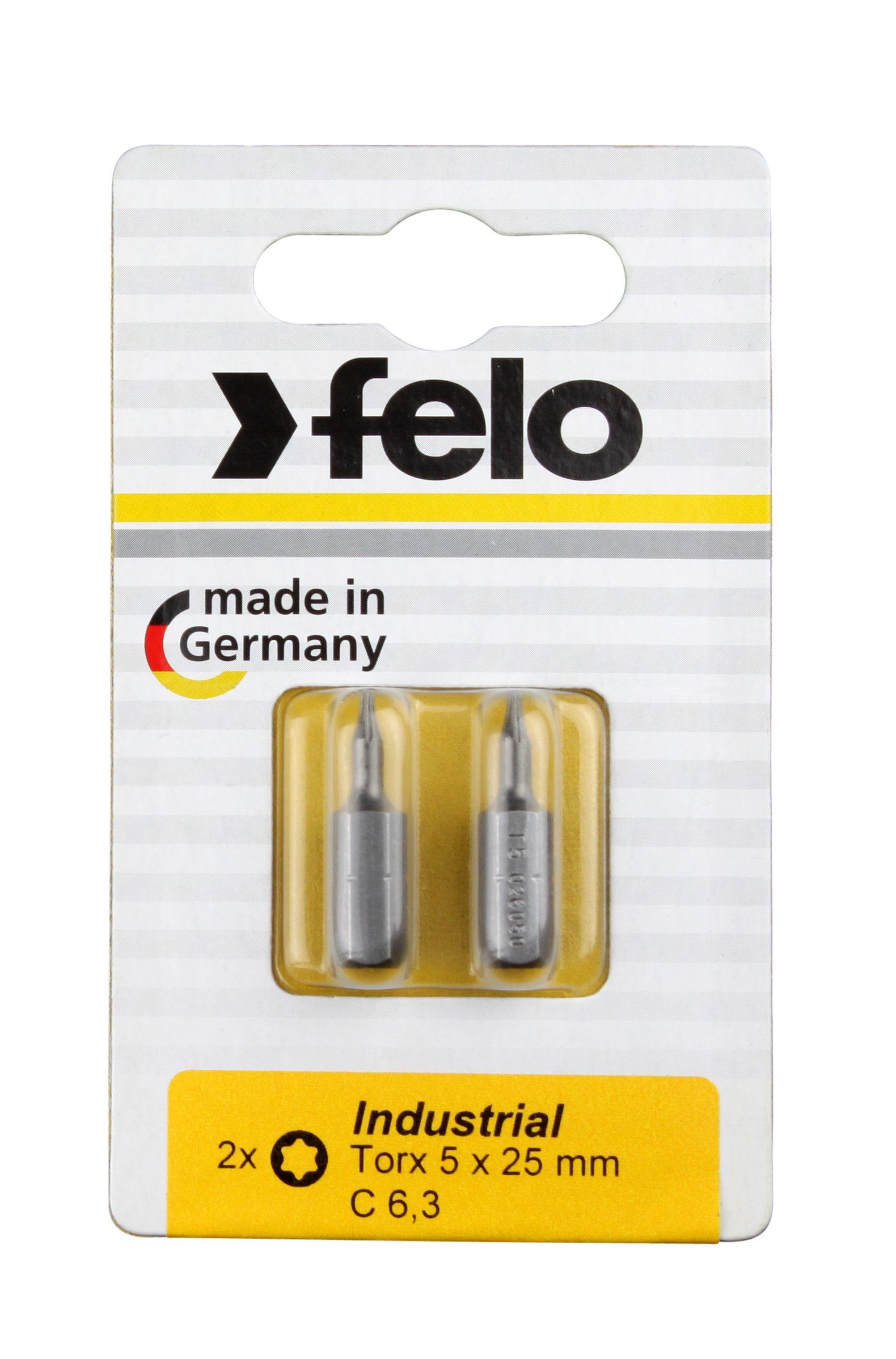 Felo Torx-Bit Felo Bit, Industrie C 6,3 x 25mm, 2 Stk auf Karte 2x Tx 5