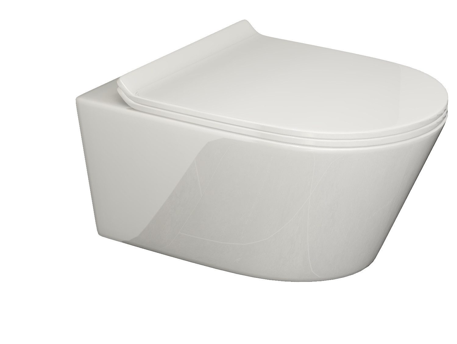 SSWW Tiefspül-WC spülrandlose Toilette mit WC-Sitz weiß Hänge-WC Tiefspüler, wandhängend, Abgang waagerecht, Sanitärkeramik