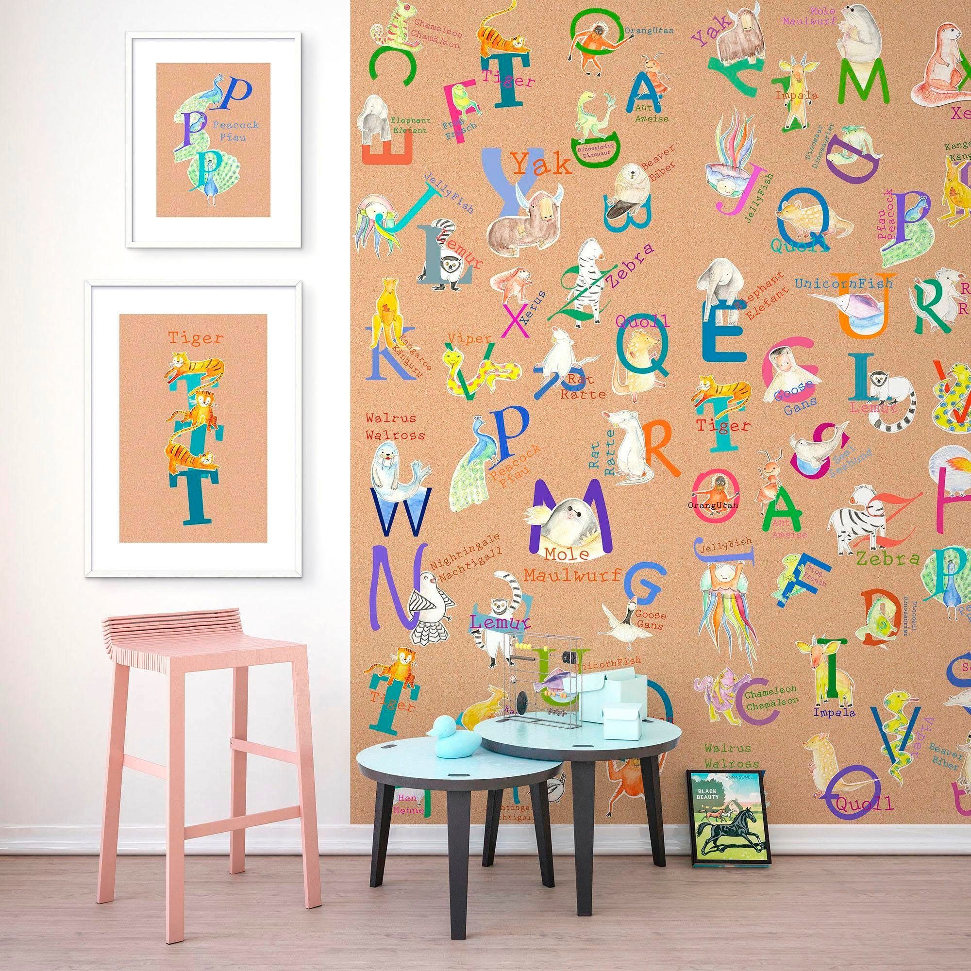 Komar Poster Animal ABC T, (1 Wohnzimmer Schlafzimmer, St), Buchstaben Kinderzimmer