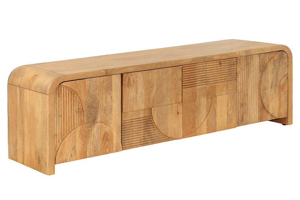riess-ambiente Sideboard ART DECO 170cm beige - Mangoholz, Massiv, cream finish, abgerundet (Einzelartikel, 1 St), TV-Board mit 3D-Front - ideal für Wohn- & Schlafzimmer oder TV-Ecke