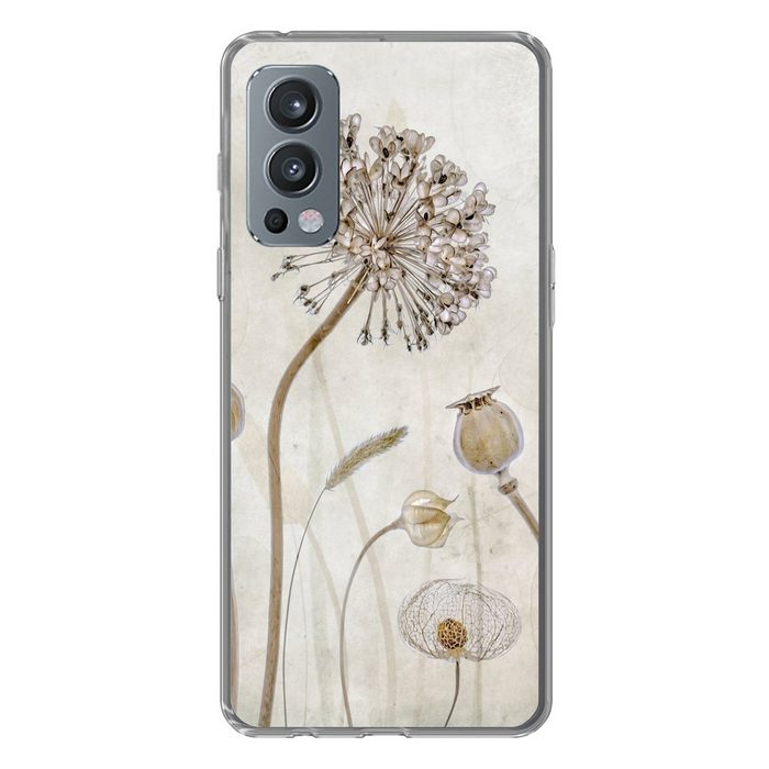 MuchoWow Handyhülle Blumen - Aquarell - Stilleben - Braun - Vintage Phone Case Handyhülle OnePlus Nord 2 Silikon Schutzhülle