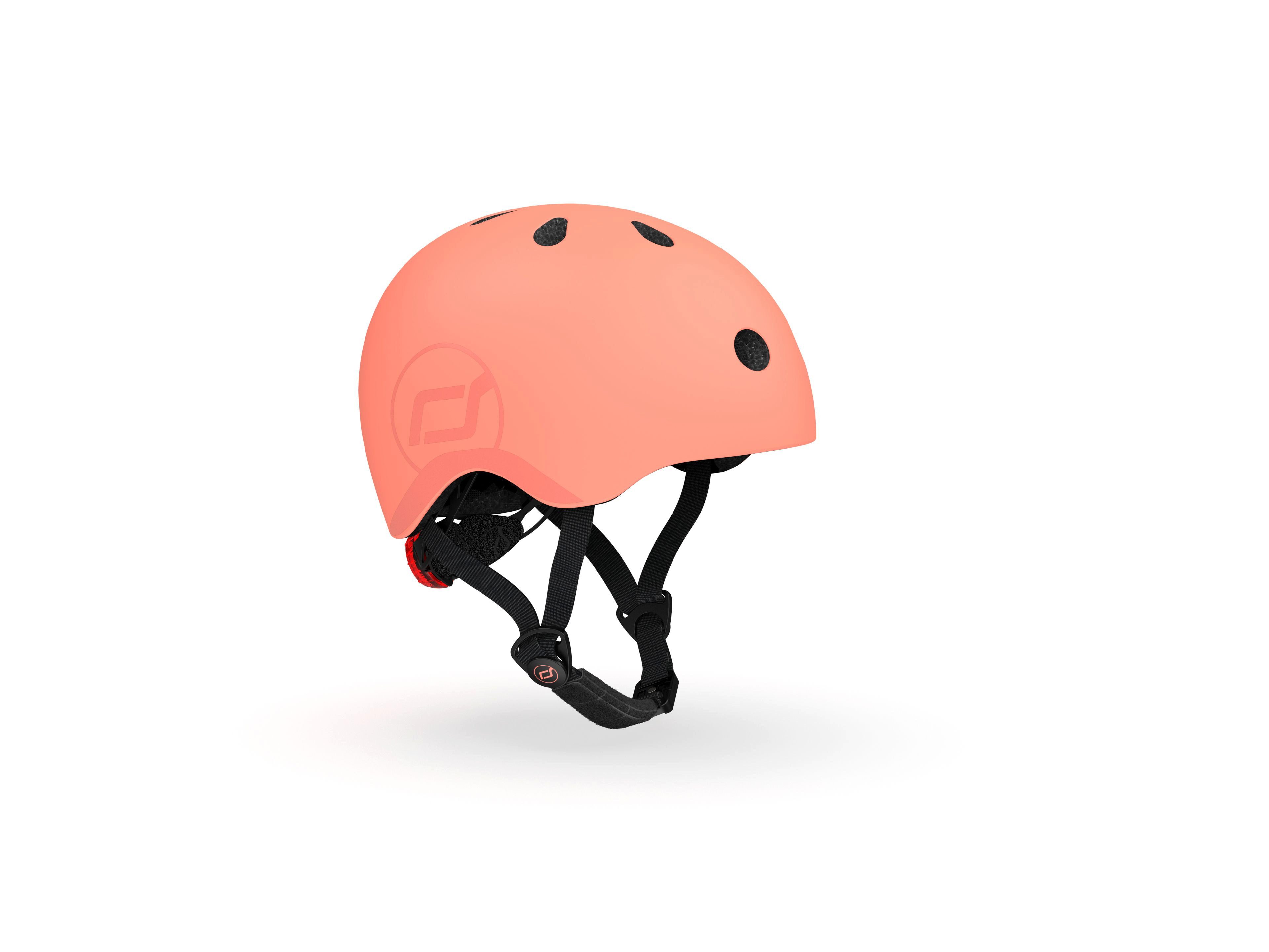 Scoot and Ride Kinderhelm S Peach, Schutzhelm mit LED Licht, Fahrradhelm, safety Helm