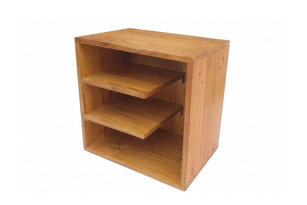 riess-ambiente Beistelltisch CUBUS 45cm braun - Mango-Massivholz, honey finish, Regal, stapelbar (Einzelartikel, 1-St), Natürlicher Nachttisch - ideal für Wohn- und Schlafzimmer oder Loft