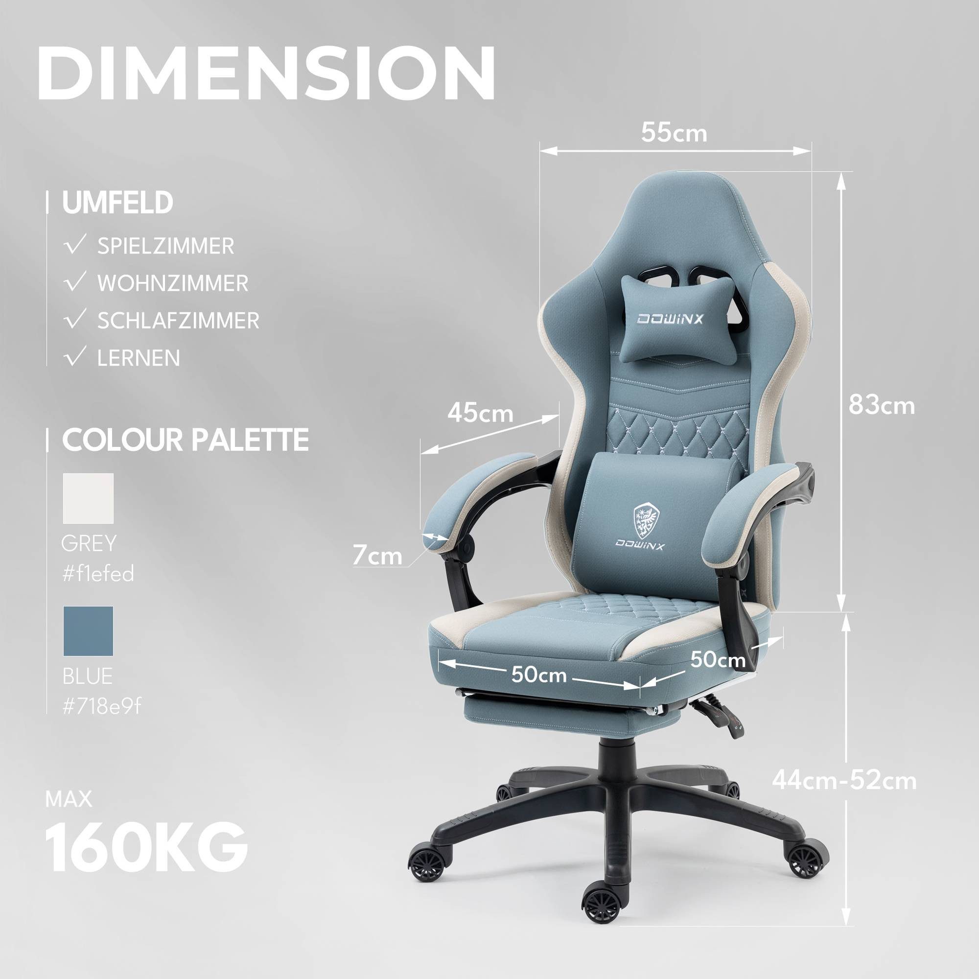 Dowinx Gaming-Stuhl Stoff-Massage-Gaming-Stuhl mit Fußstütze, ergonomisches günstig online kaufen