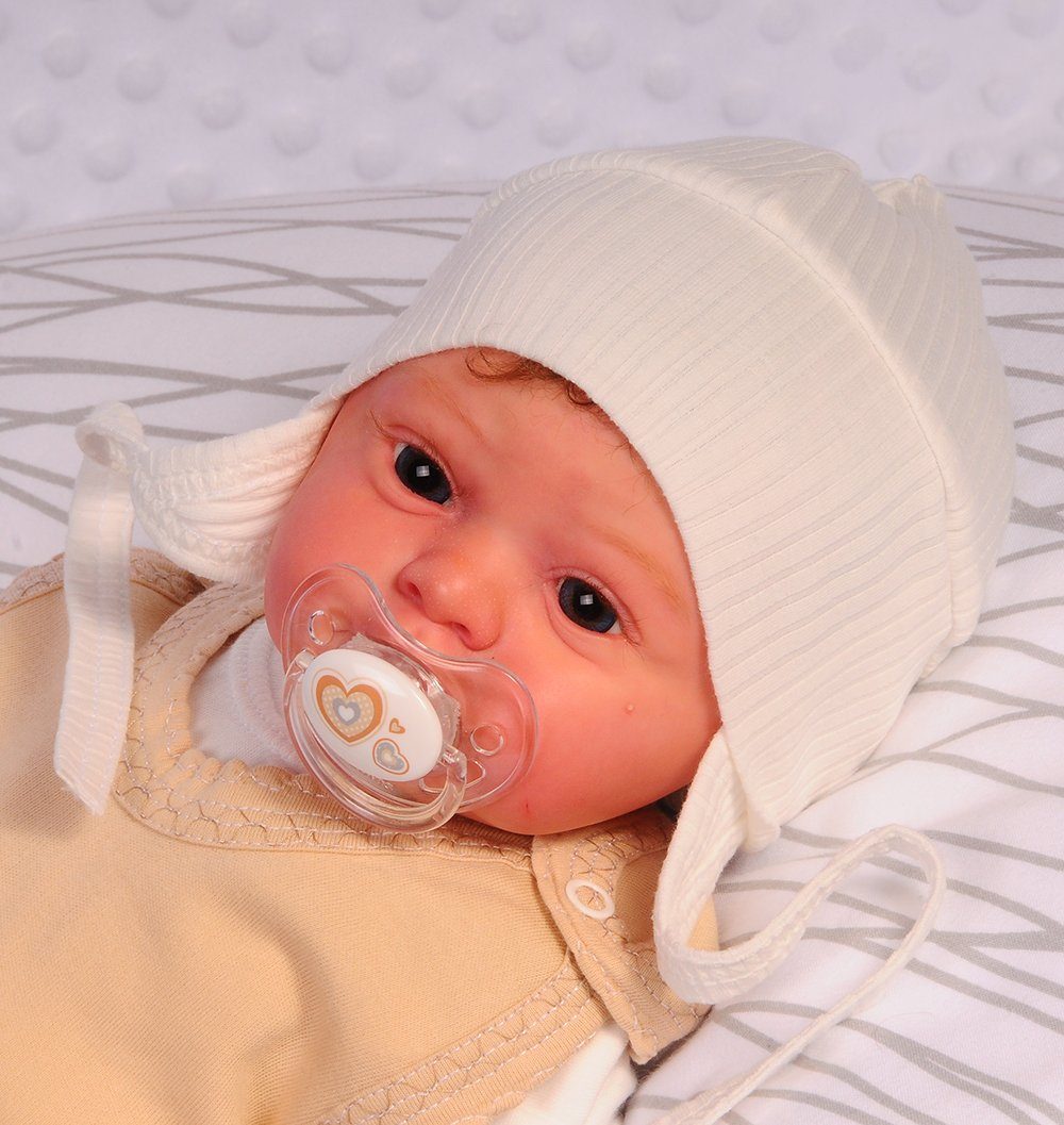 La Bortini Erstlingsmütze Mütze für Neugeborene Baby Haube Mützchen 32 34  36 38 40 42 44, Babymütze zum Binden, passt perfekt für Frühjahr, Sommer  oder Herbst