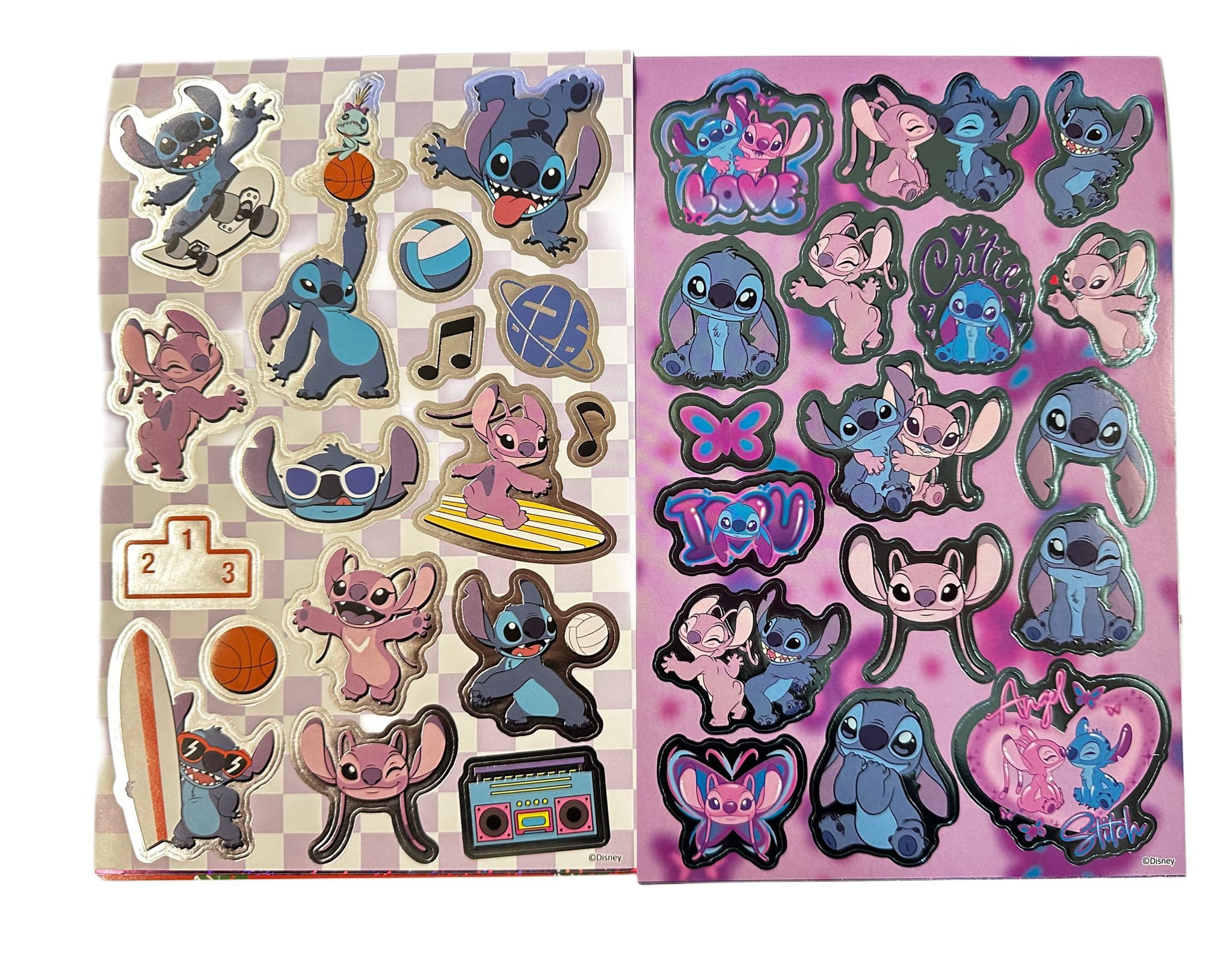Disney Sticker Lilo&Stitch Bubble Sticker Aufkleber Buch 50 Sticker blau pink, (Set 1-tlg), Angel,Stitch,Schrulle und Freunde Geschenke für Jungen und Mädchen