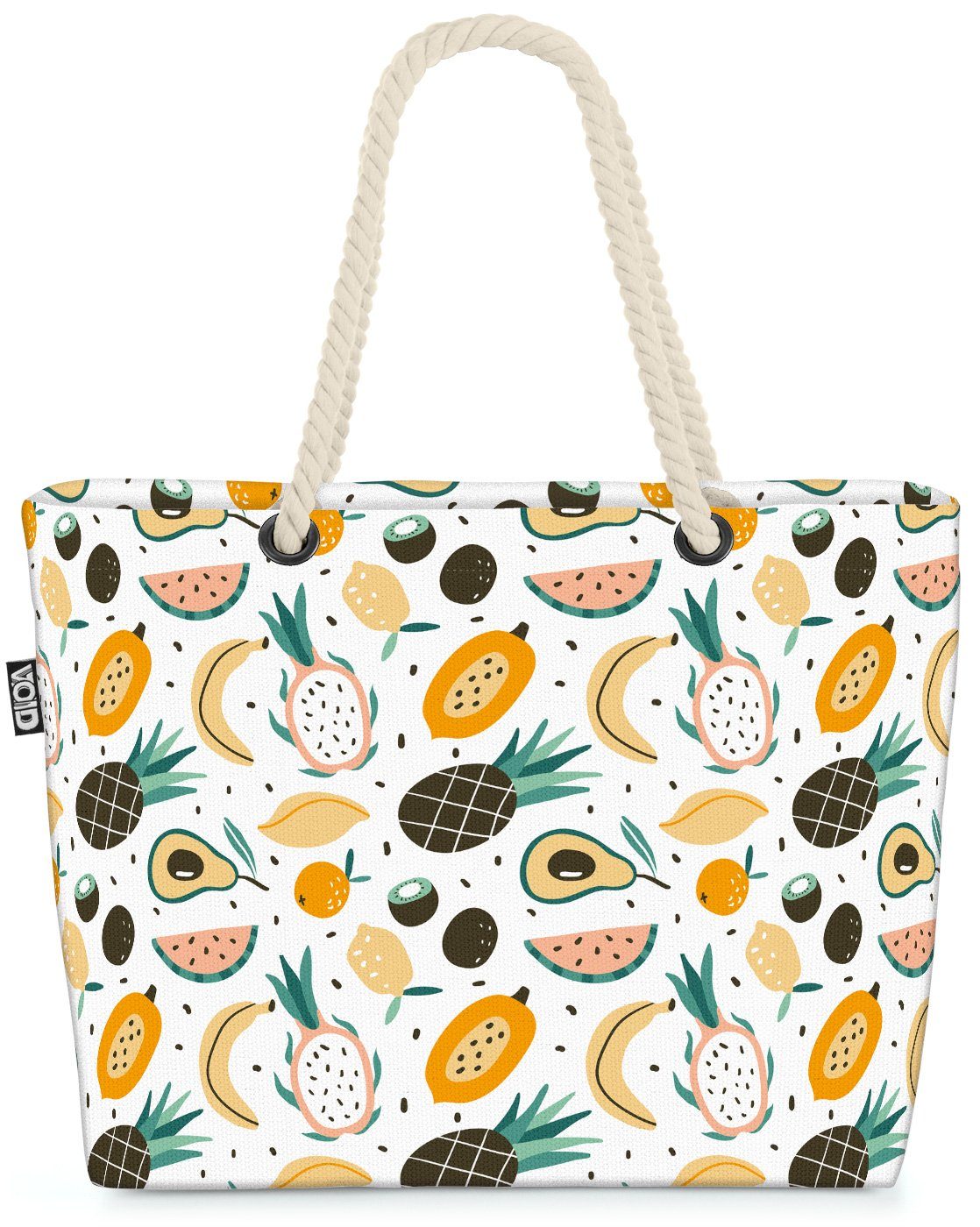 VOID Strandtasche (1-tlg), Cartoon Ananas Kochen Früchte Beach Küche Bag Früchte Vitamine Obst Essen
