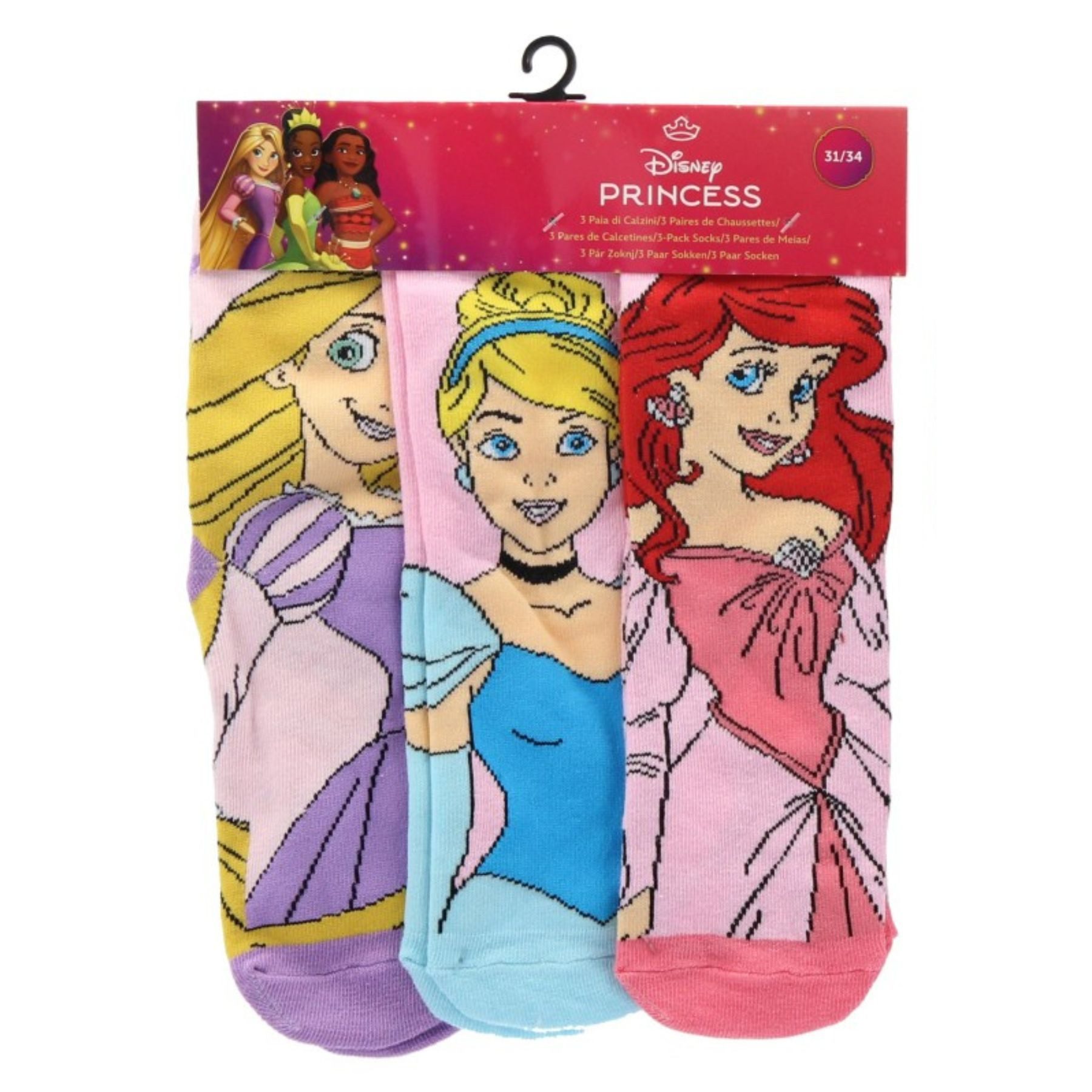 Disney Princess Socken Kindersocken 3er-Pack weich & elastisch mit Motivdruck (3-Paar)
