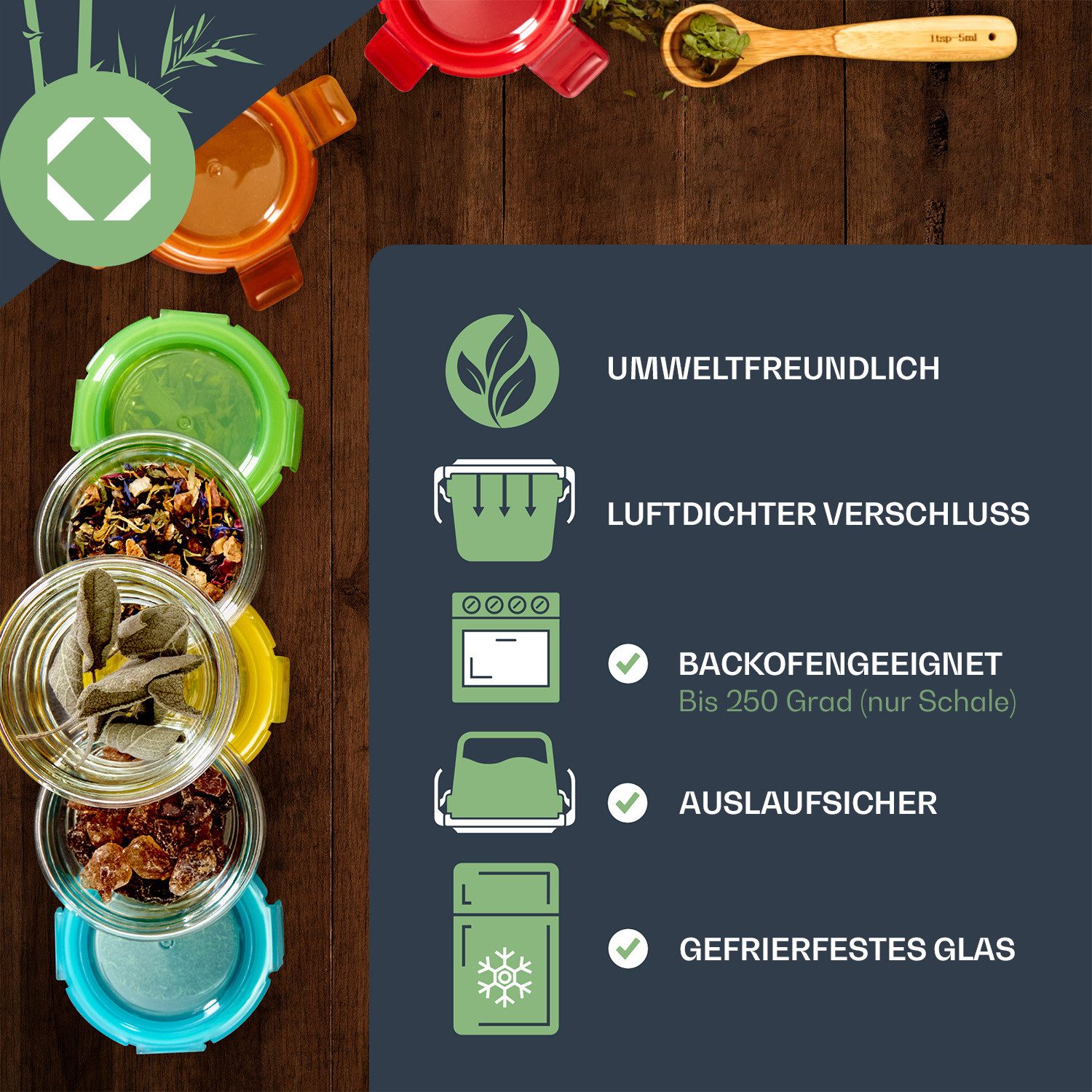 Klarstein Frischhaltedose Babygläser 6er-Set, Glas