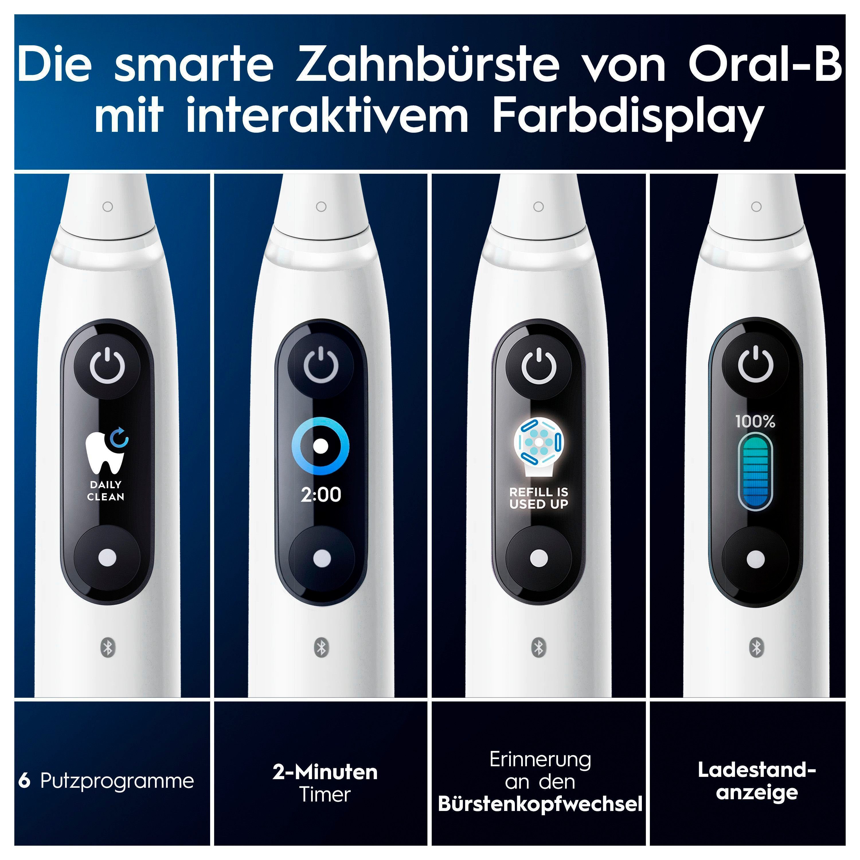 Oral-B Elektrische Zahnbürste iO 8, Aufsteckbürsten: 2 St., mit Magnet-Technologie, 6 Putzmodi, Farbdisplay & Reiseetui – Bild 5 von 5