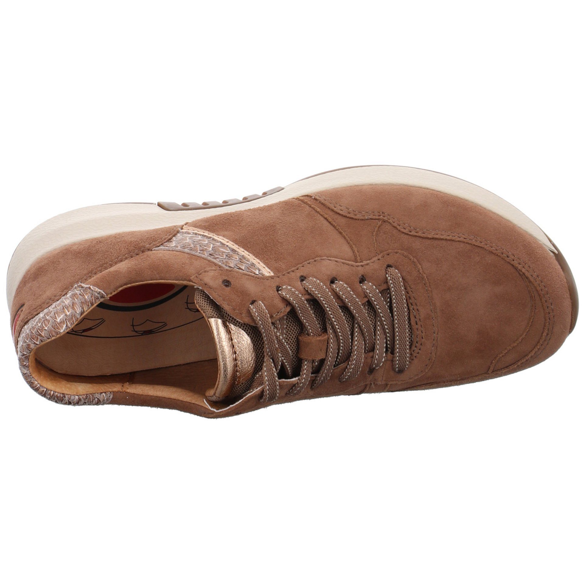 Gabor Damen Sneaker (muskat/rame) Rollingsoft Textil Braun Schnürschuh Sneaker Schuhe