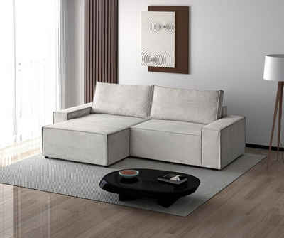 Beautysofa Ecksofa komfortable Zimmerecke San Remo mit gestreiftem Stoff