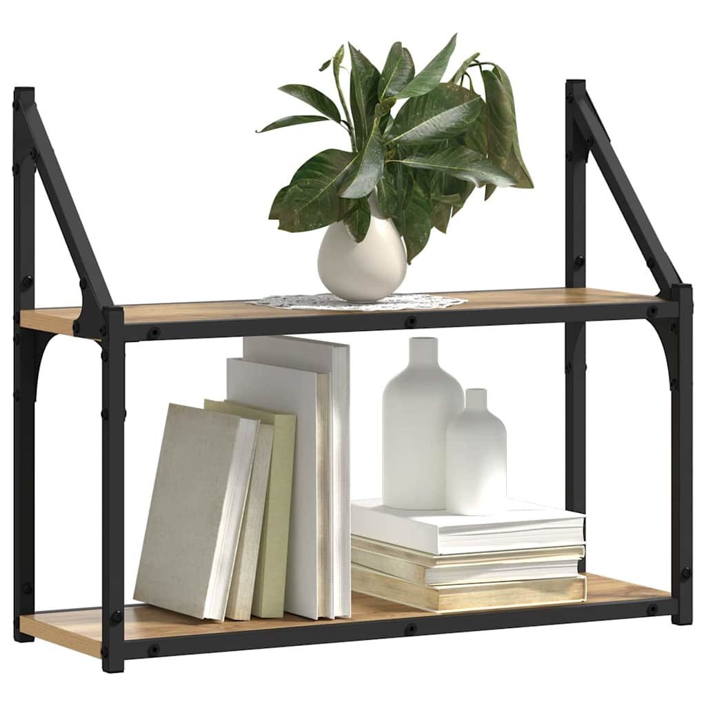 vidaXL Regal Wandregal Wandhalterung Artisan-Eiche 60 x 21 x 51 cm, 1-tlg. – Bild 3 von 5