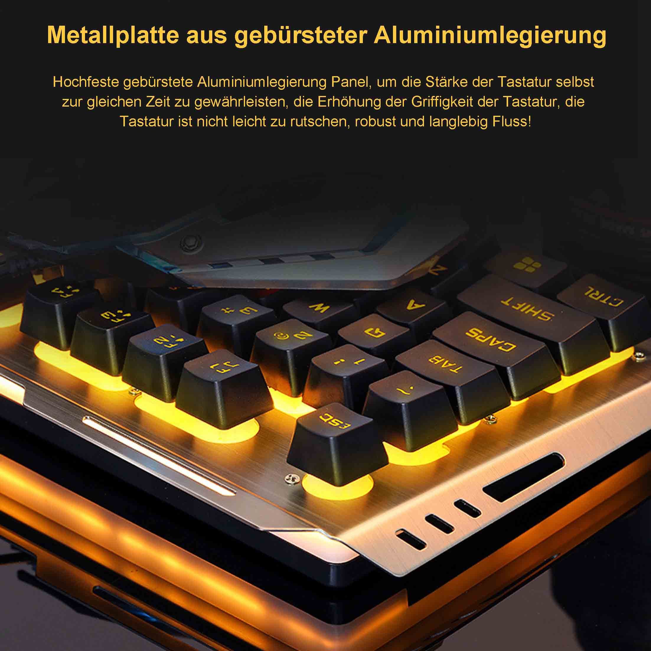 KINSI Kabelgebundenes Tastatur-Maus-Set, USB, mechanische Haptik,PC & Laptop Tastatur- und Maus-Set, Inklusive Maus, 1000–3200 DPI