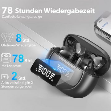 INSBES Kabellos Bluetooth 5.3 mit 4 ENC Mikrofon Bluetooth Kopfhörer, 40 Std In-Ear-Kopfhörer (Energieeffizientes Design für lange Musiksessions ohne Unterbrechung., Noise Cancelling, USB-C, IP7 Wasserdicht für Arbeit Reisen Sport)